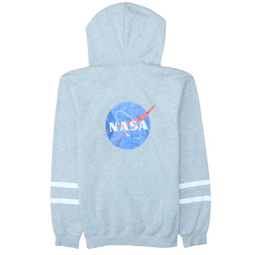 Men’s Grey NASA Pullover Hoodie Fleece Lined Regular Fit Medium - Image 4