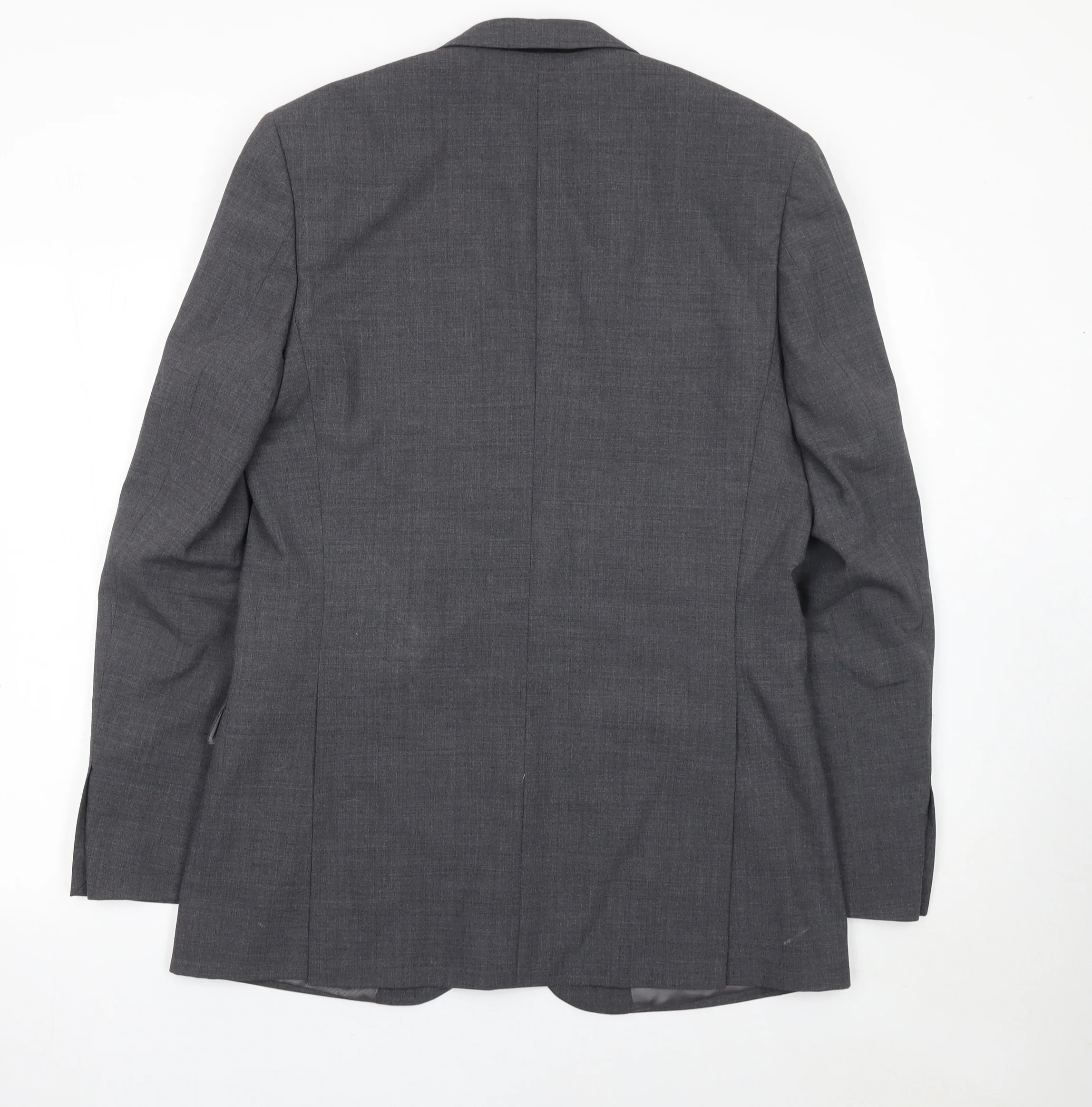 Men's Grey Wool Blend Slim Fit Single Breasted Suit Jacket 38L - Image 3