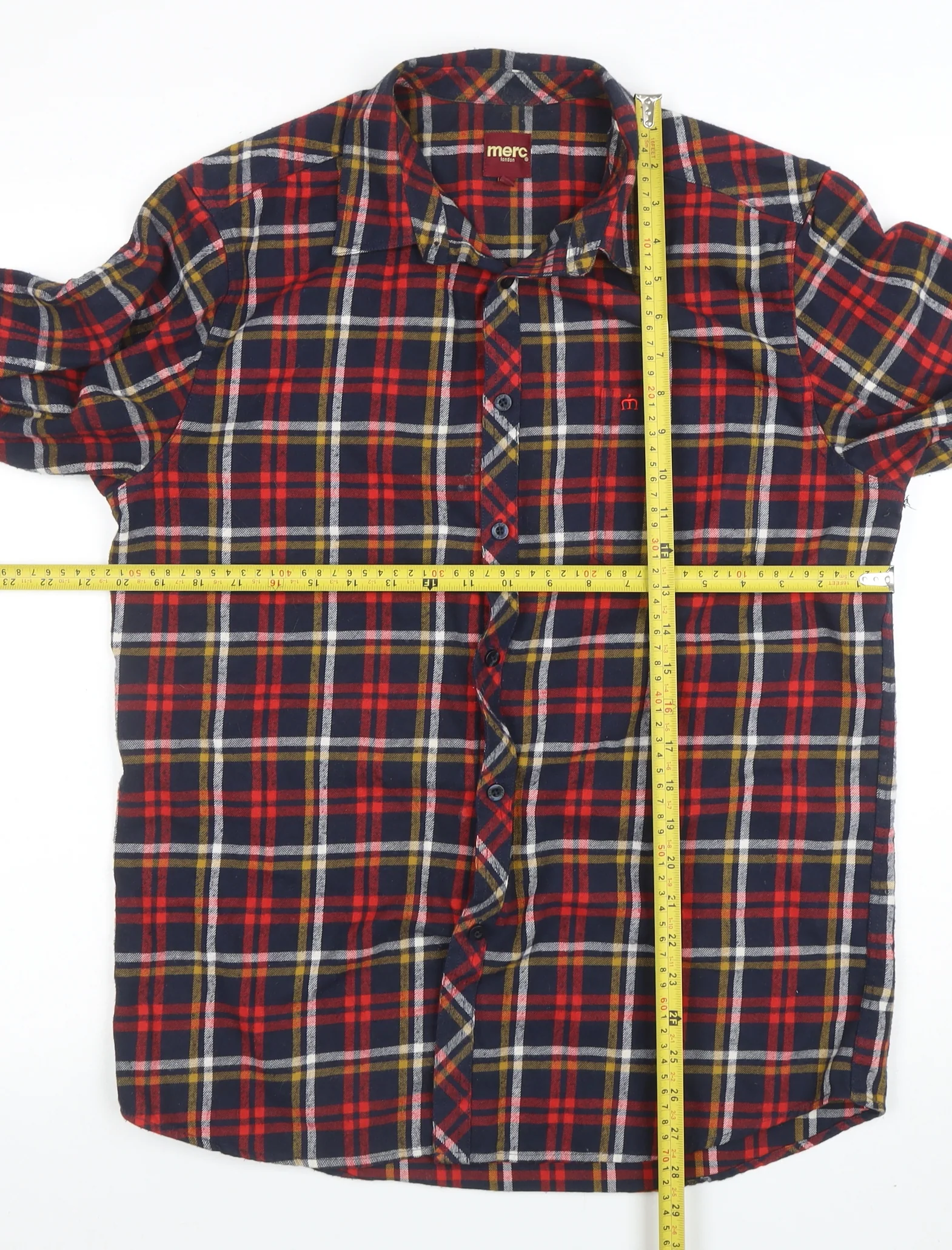 Merc London Men's Multicoloured Check Flannel Shirt Size L Button-Up - Image 2