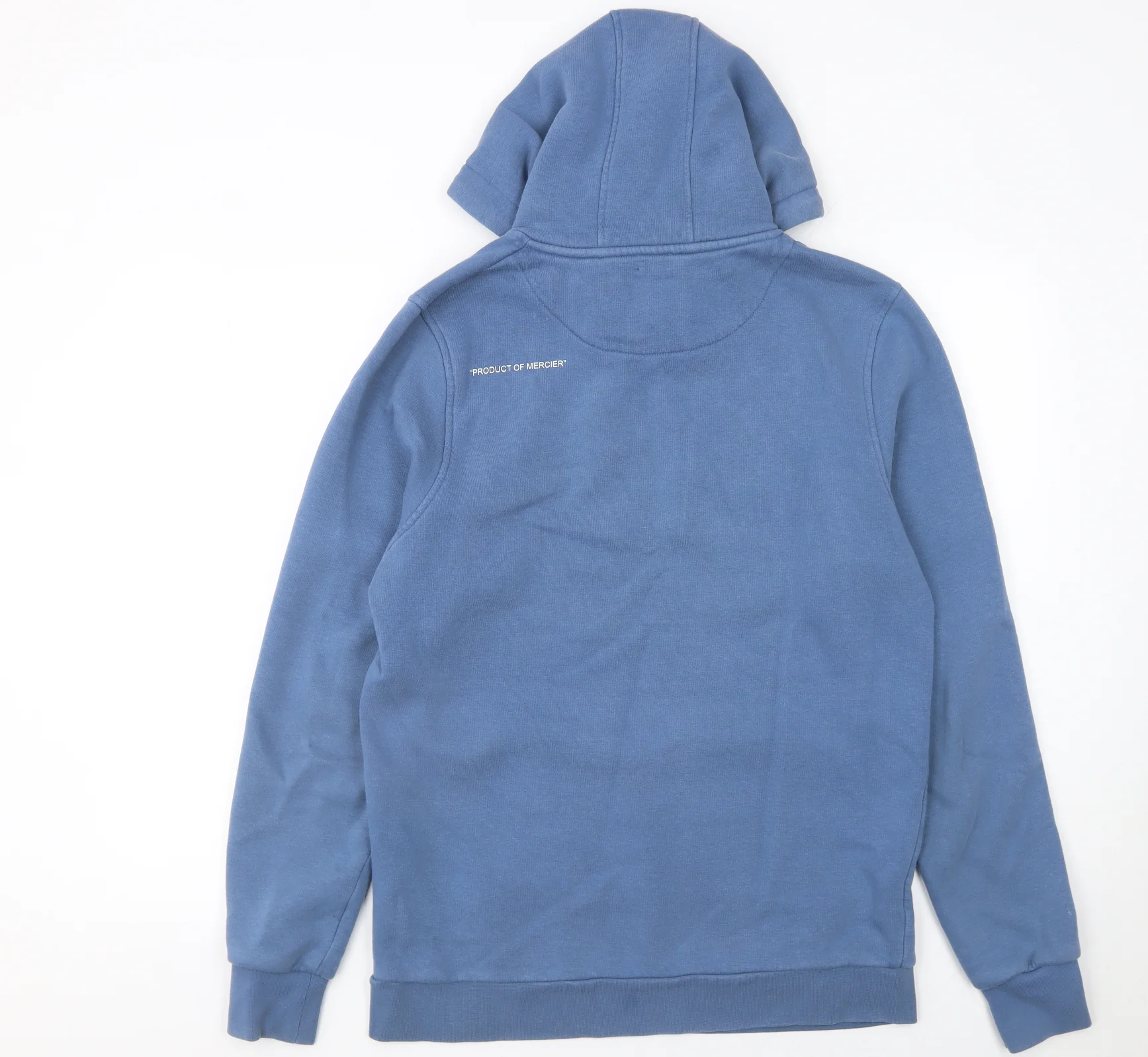 Mercier Men’s Blue Pullover Hoodie M Embroidered Logo Fleece Sweatshirt - Image 3