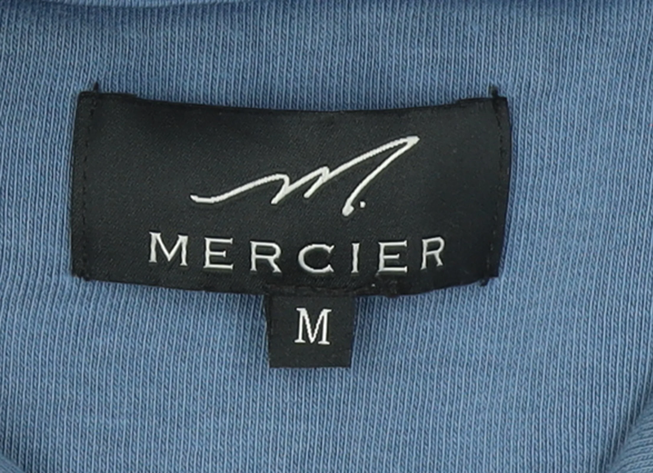 Mercier Men’s Blue Pullover Hoodie M Embroidered Logo Fleece Sweatshirt - Image 4