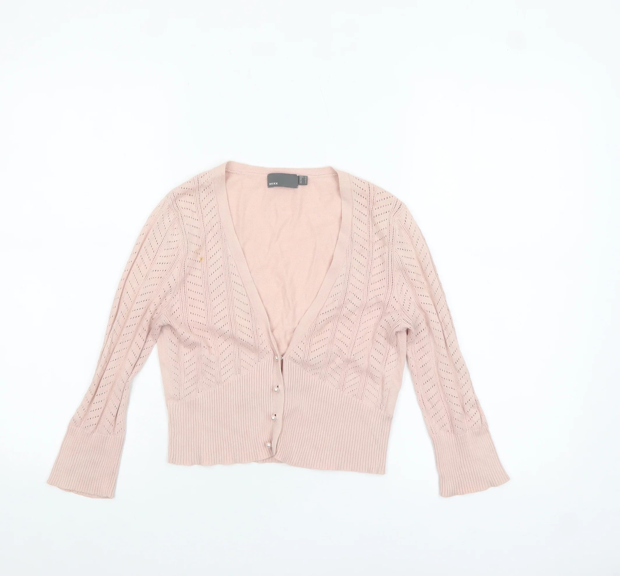 Mexx Women's Pink Cotton V-Neck Button-Up Cardigan Size S