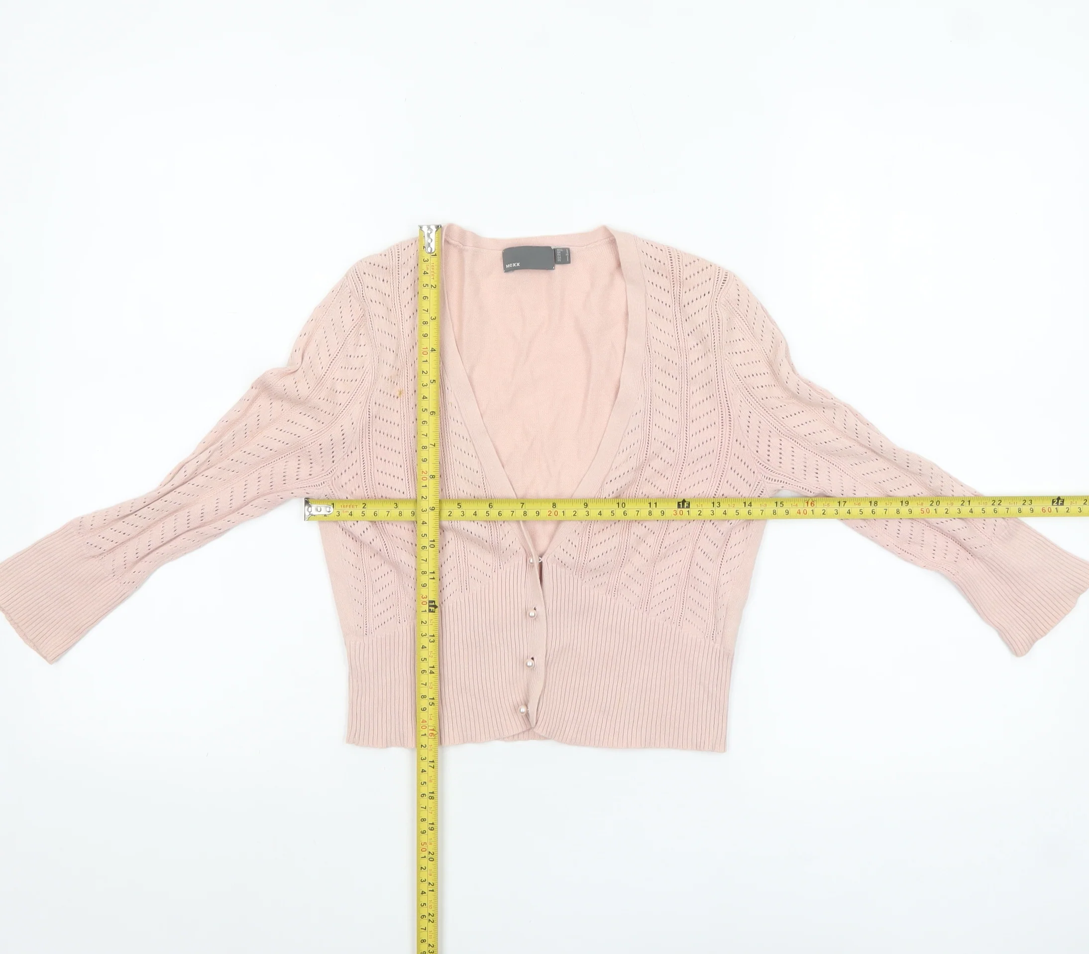 Mexx Women's Pink Cotton V-Neck Button-Up Cardigan Size S - Image 2
