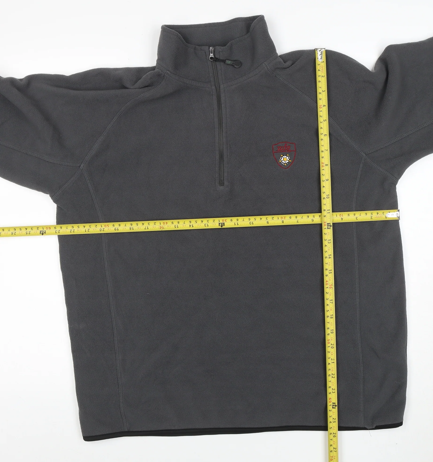 mfg Women Grey Fleece 1/4 Zip Pullover Sweatshirt L - Image 2