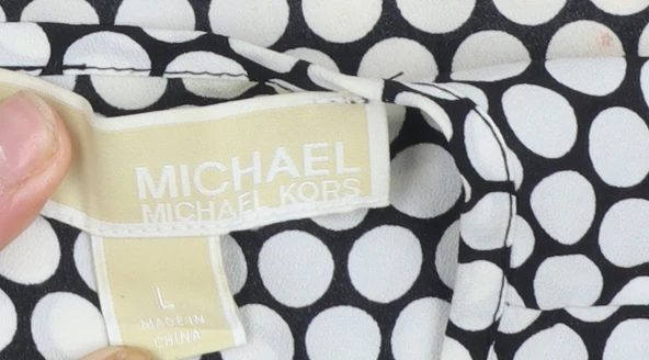Michael Kors Women's Black Polka Dot Sleeveless Blouse Size L - Image 4