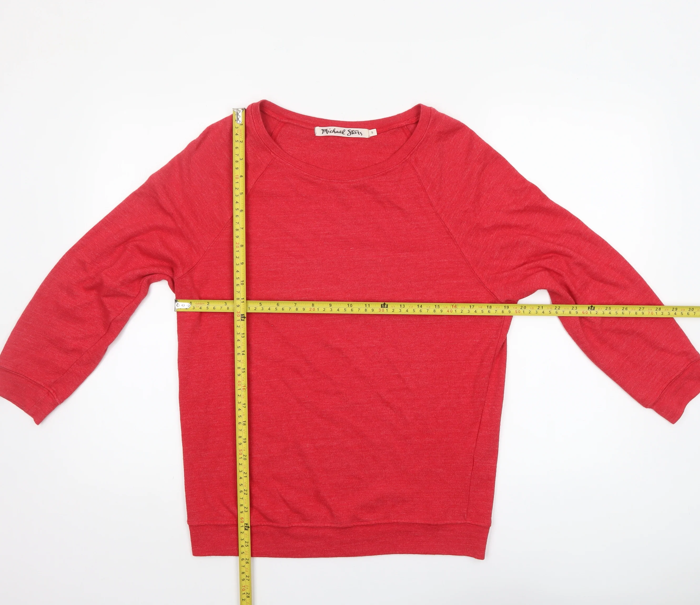 Michael Stars Women's Red Pullover Sweatshirt Small Lightweight Cotton Blend - Image 2