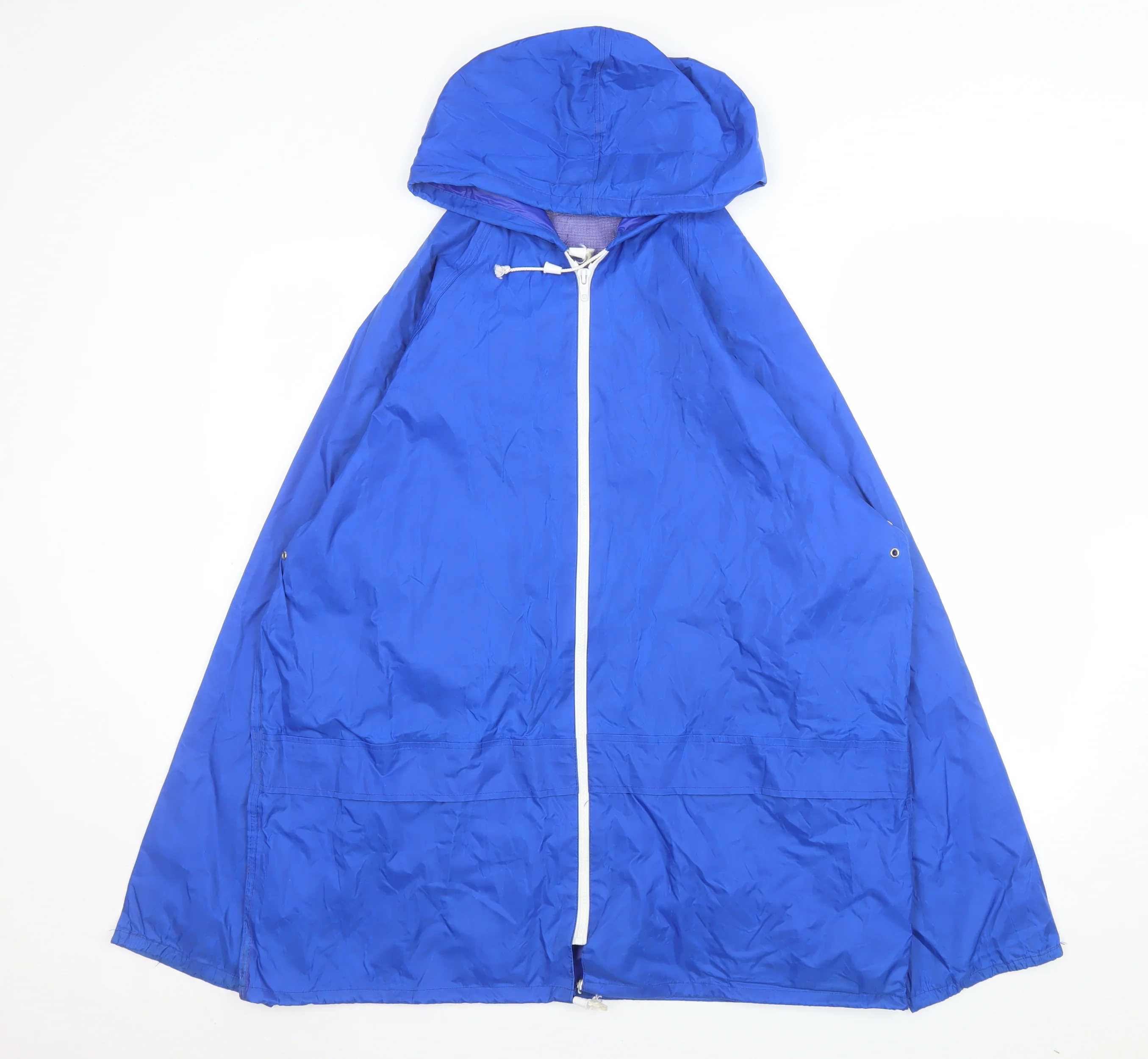 Millets Men’s Blue Hooded Rain Cape Waterproof Nylon Size M Vintage