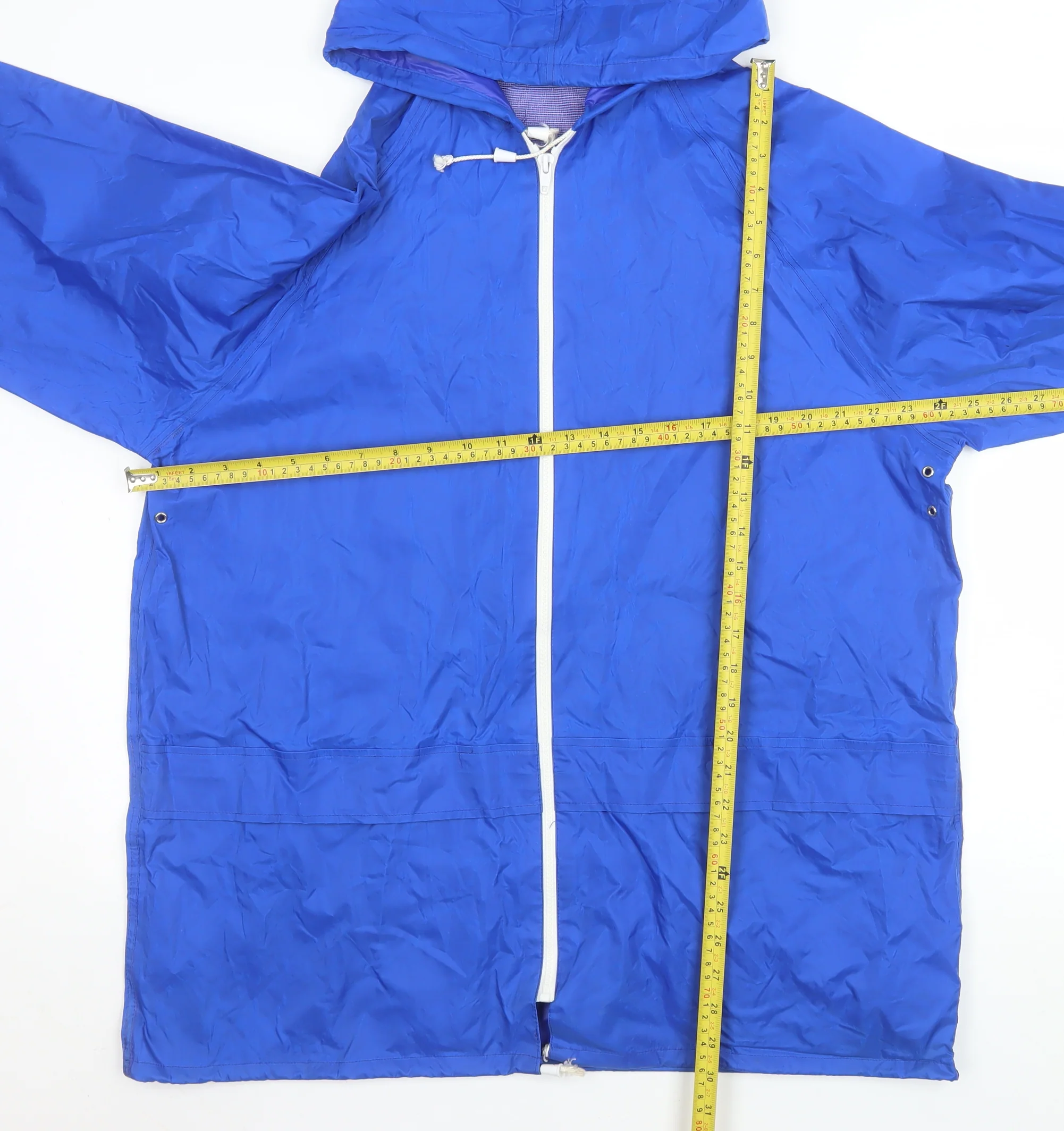 Millets Men’s Blue Hooded Rain Cape Waterproof Nylon Size M Vintage - Image 2