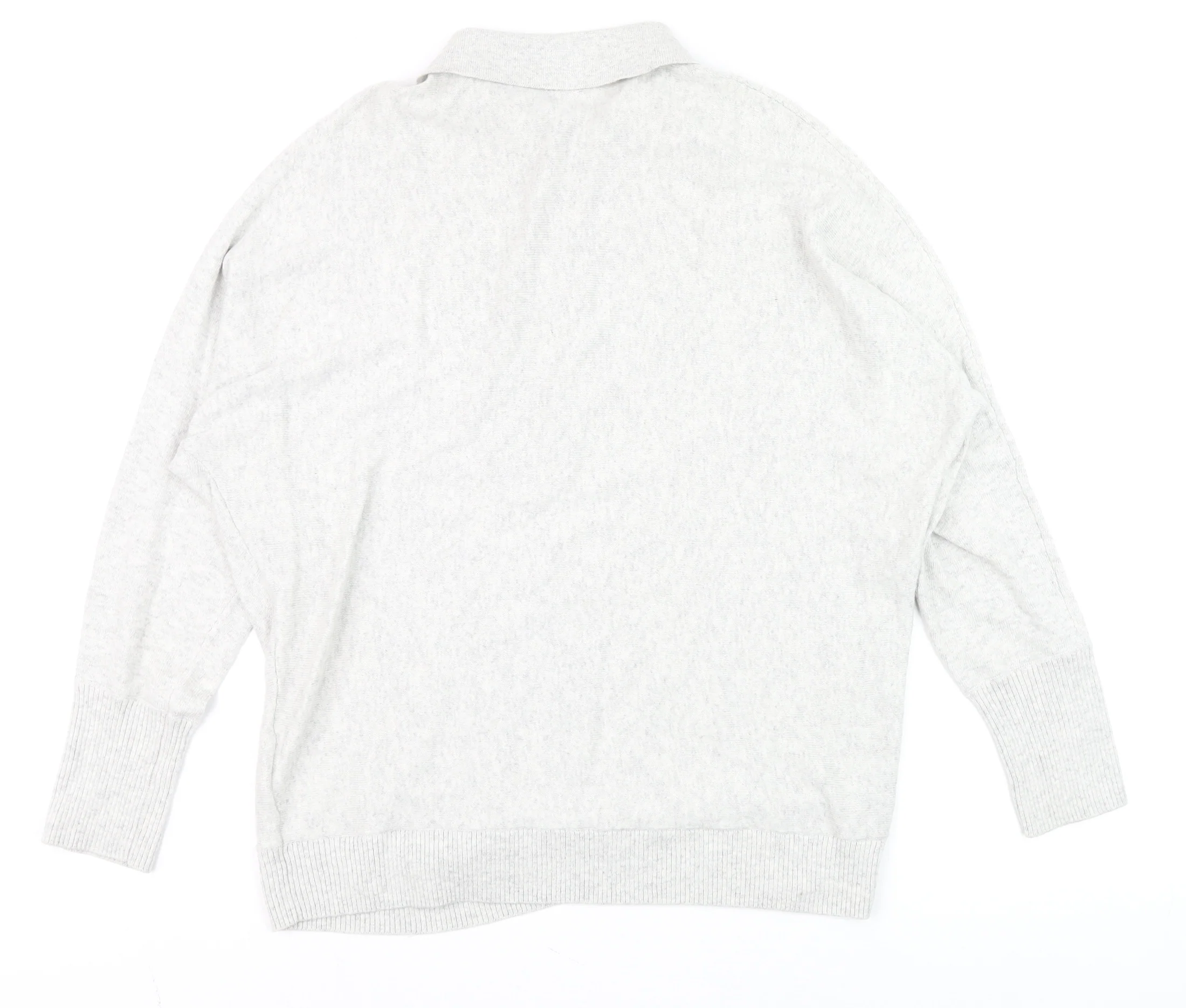 Mint Velvet Mens Grey Collared Half Zip Cotton Blend Jumper M - Image 3