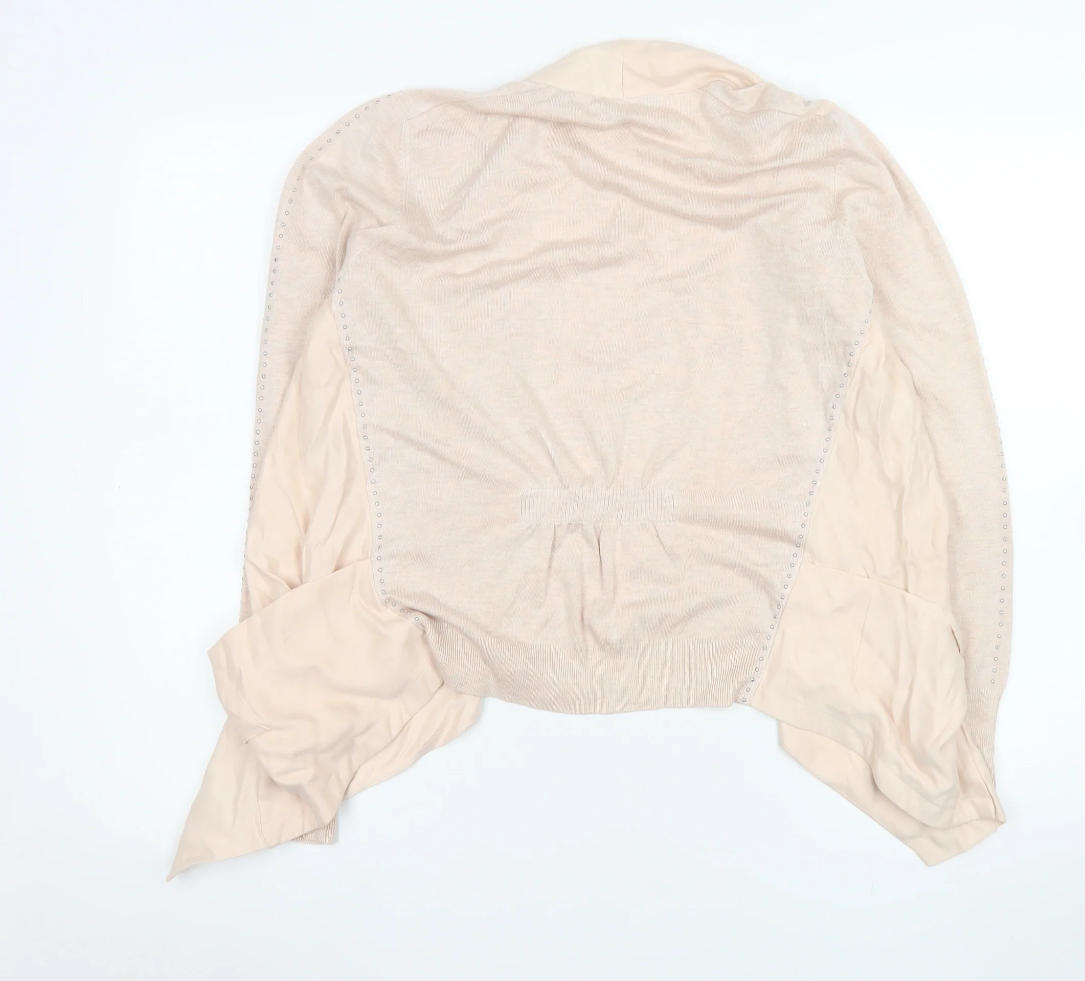 Mint Velvet Women Beige Studded Open Jacket Size M Classic Style - Image 3