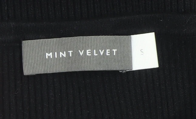 Mint Velvet Women Black Midi Bodycon Knit Dress Size S - Image 4