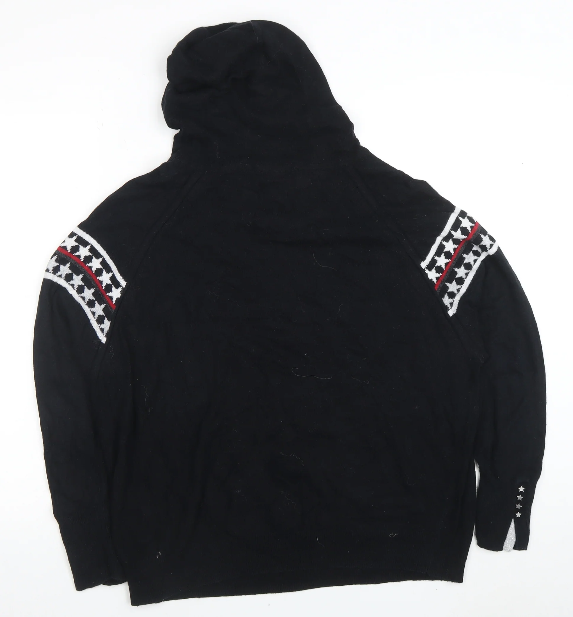 Mint Velvet Women Black Star Knit Hooded Jumper Medium - Image 3