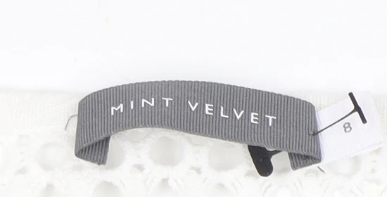 Mint Velvet Women’s Grey Striped Crochet Knit Cotton Jumper Size 8 - Image 4