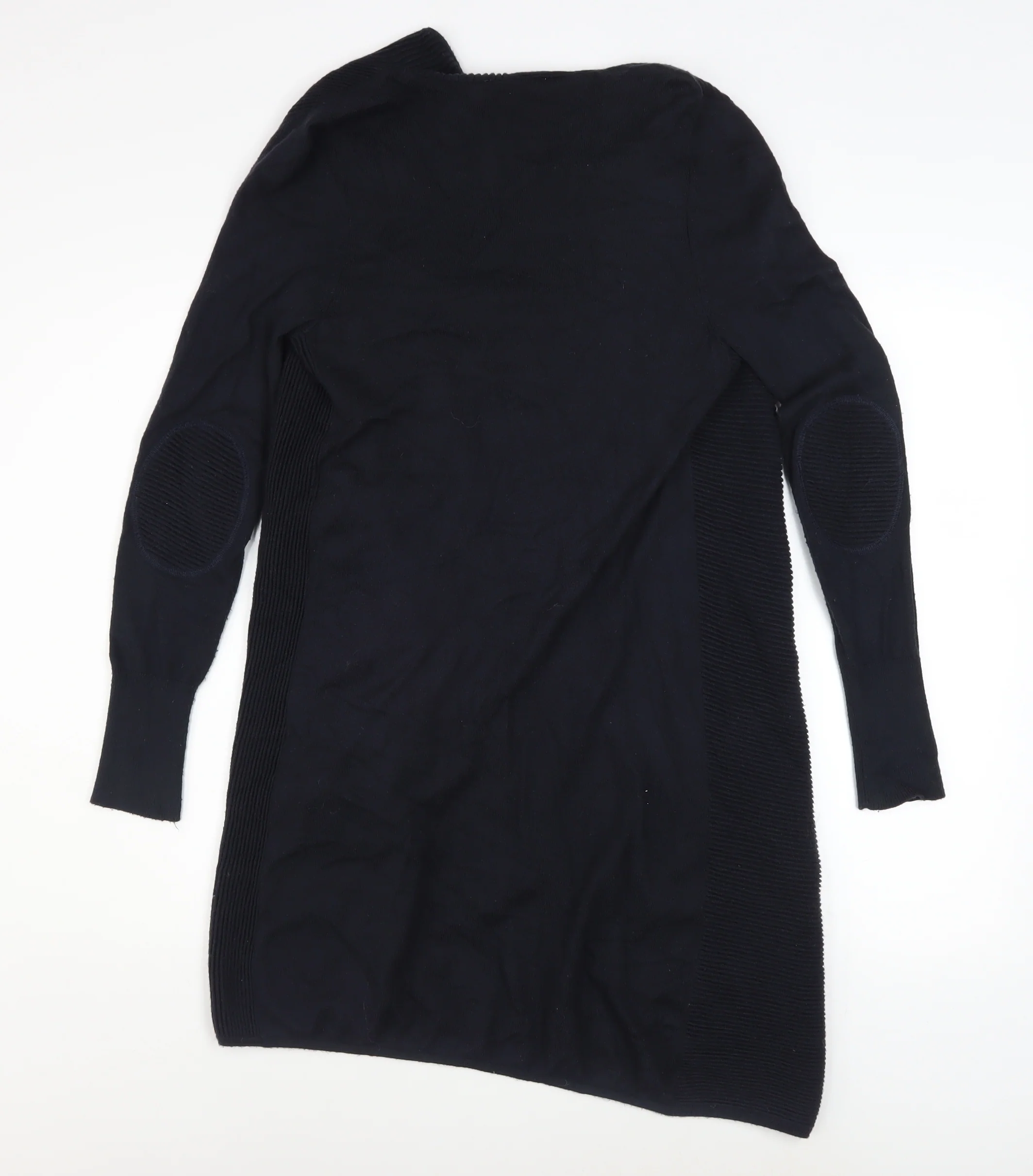 Mint Velvet Womens Black Cotton Blend Long Zip Coatigan Size 6 - Image 3