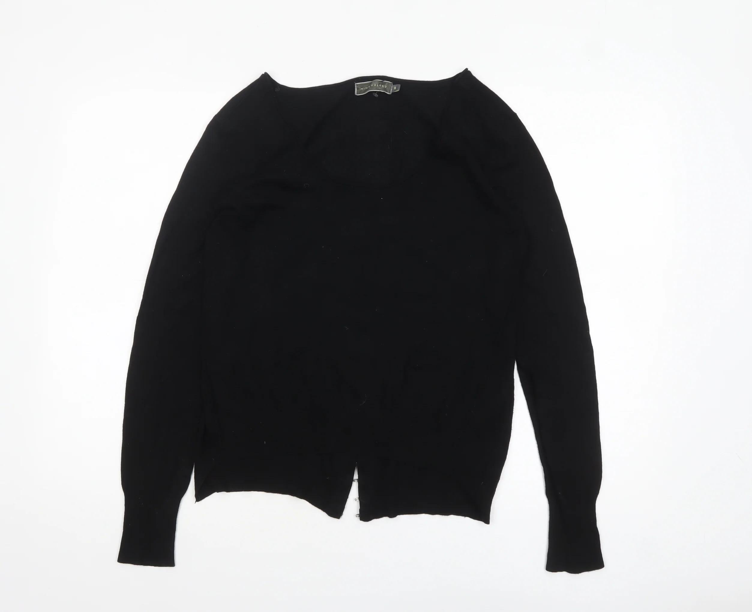 Mint Velvet Womens Black Size 8 Scoop Neck Hook Cardigan