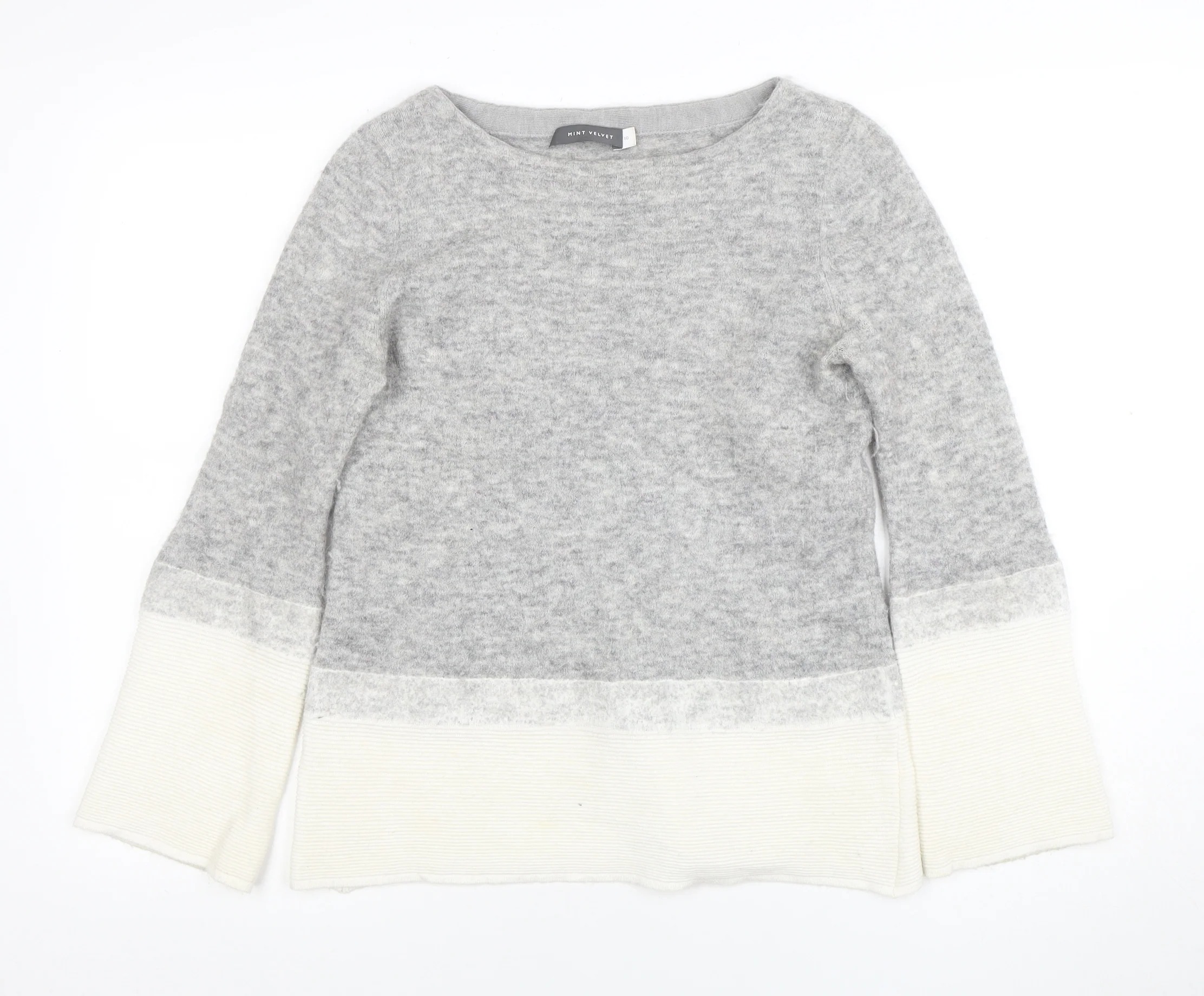 Mint Velvet Womens Grey Wool Blend Bell Sleeve Jumper Size 10