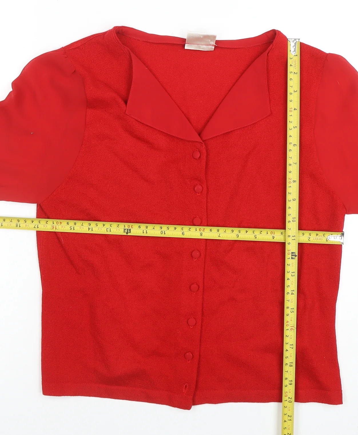 Minuet Women Red Size 14 Collared Button Cardigan - Image 2