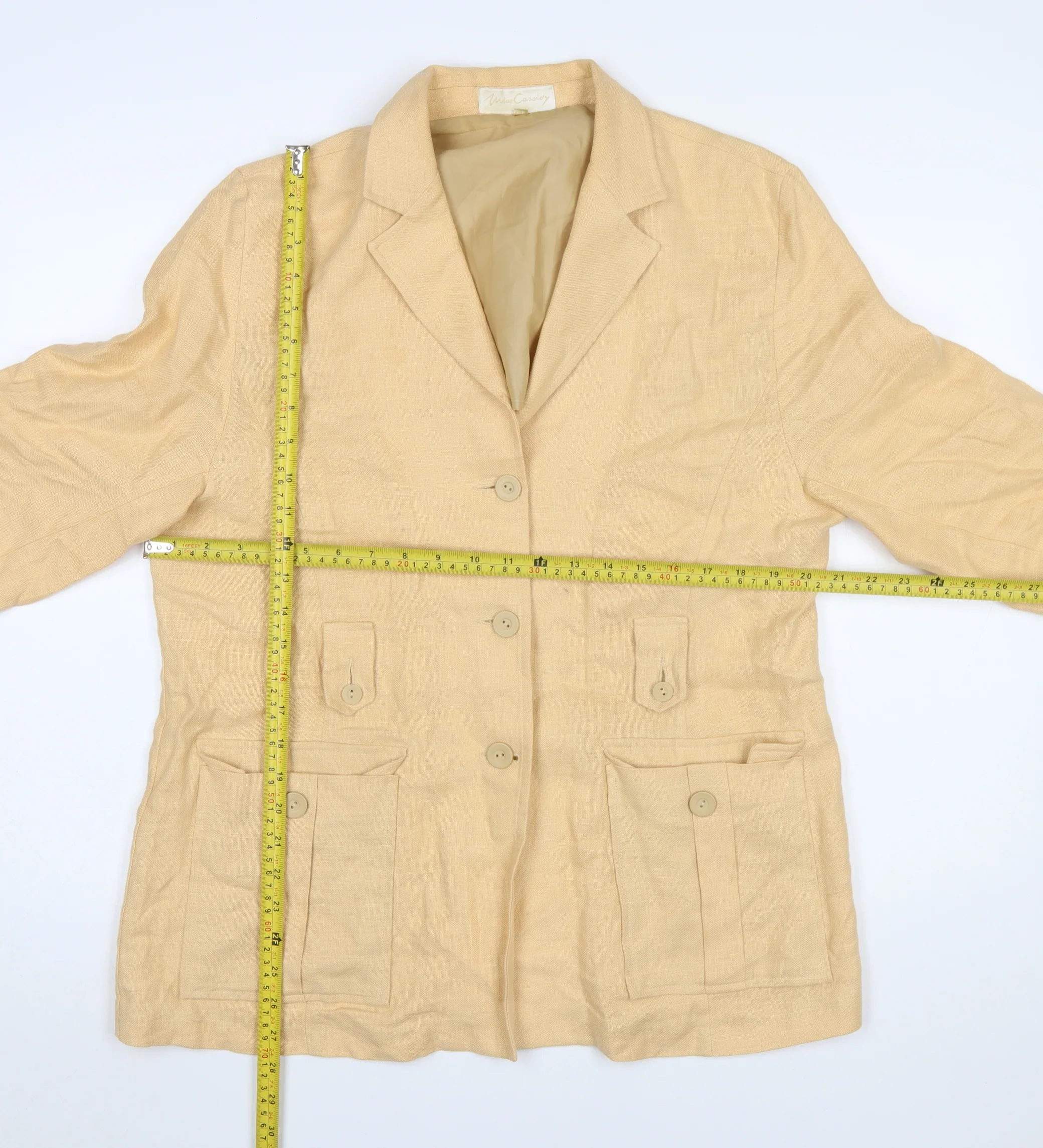 Mios Cassidy Women's Beige Linen Blazer Jacket Size 14 Classic Tailored Style - Image 2