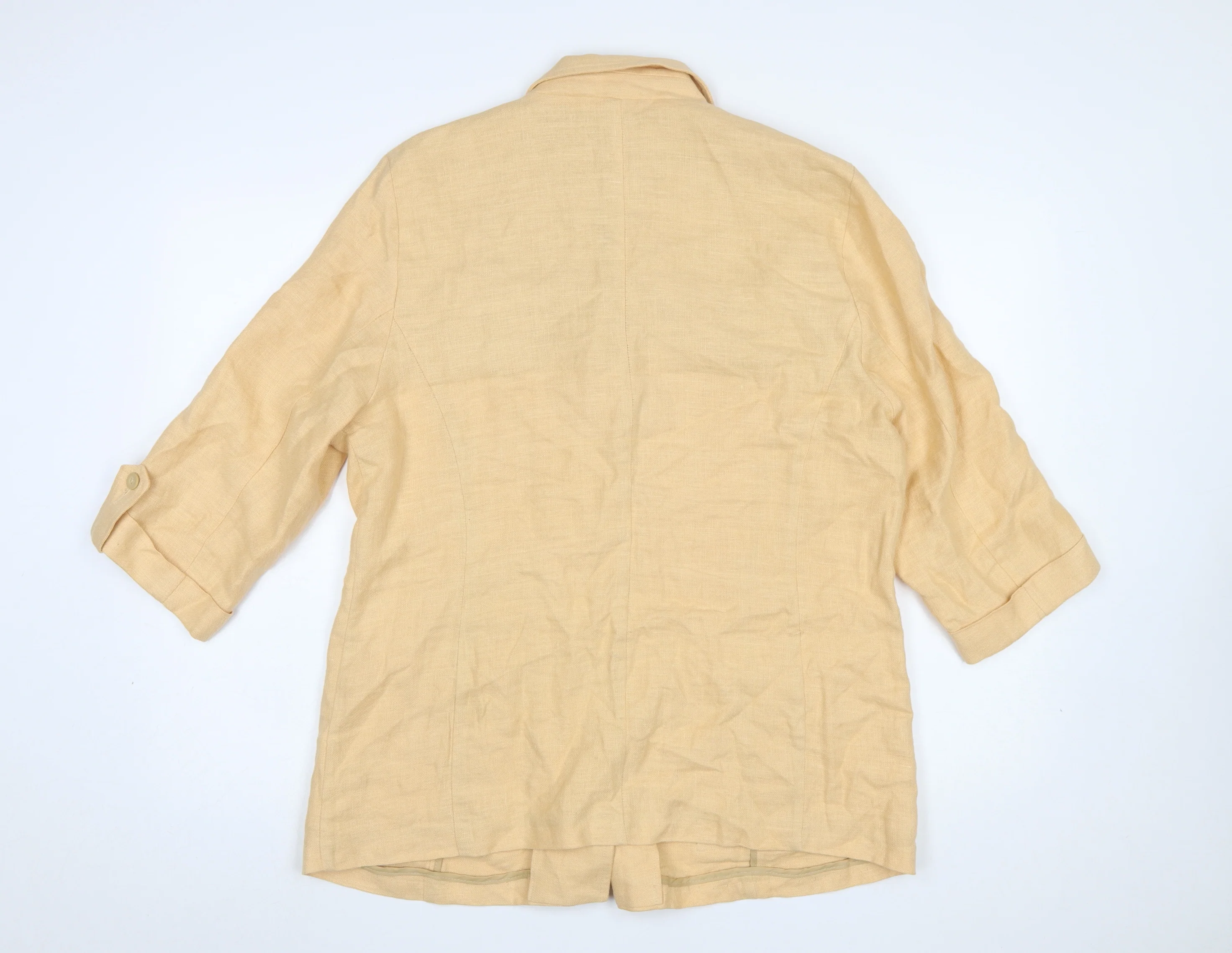 Mios Cassidy Women's Beige Linen Blazer Jacket Size 14 Classic Tailored Style - Image 3