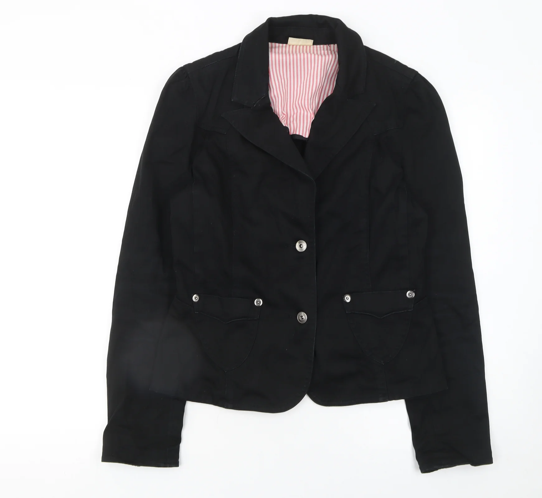 Miss Selfridge Women Black Size 12 Cotton Blend Suit Jacket