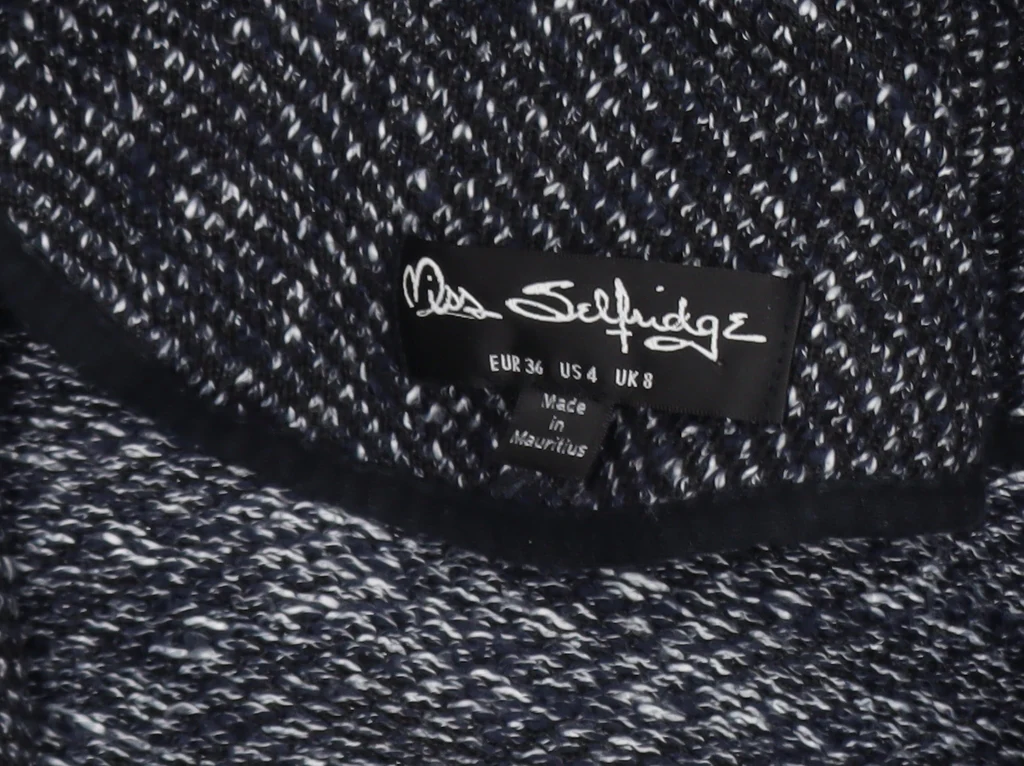 Miss Selfridge Women Black Tweed Biker Jacket UK 8 Cropped Zip Style - Image 5