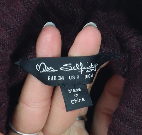 Miss Selfridge Women Brown Roll Neck Long Sleeve Knit Jumper Size 6 - Image 4