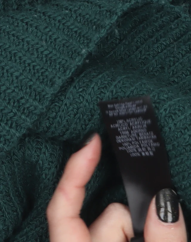 Miss Selfridge Women Green V-Neck Lace-Up Knit Jumper Size 8 - Image 4