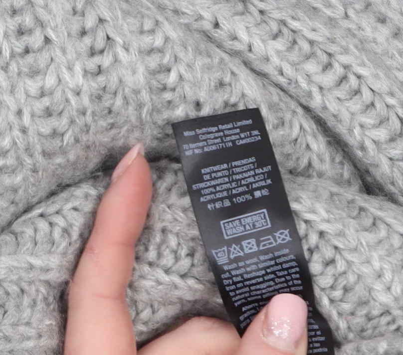 Miss Selfridge Women Grey Roll Neck Knit Jumper Size 4 Acrylic - Image 4
