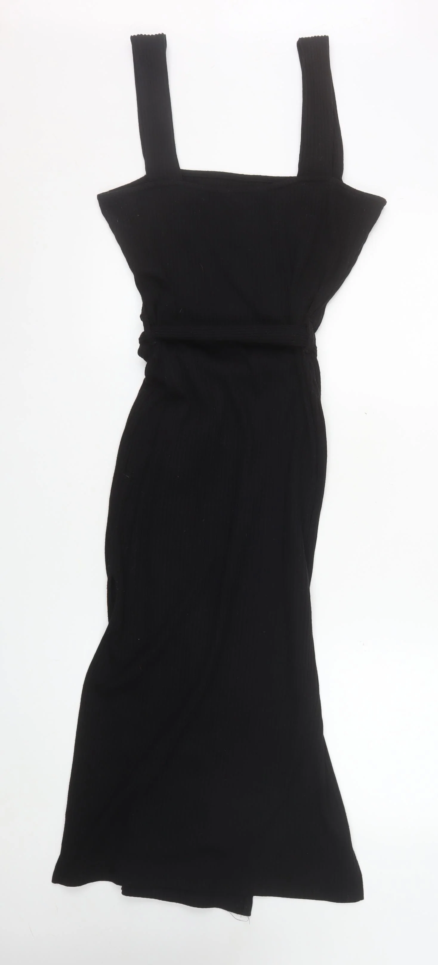 Miss Selfridge Women’s Black Bodycon Midi Dress Size 14 Stretch Knit - Image 3