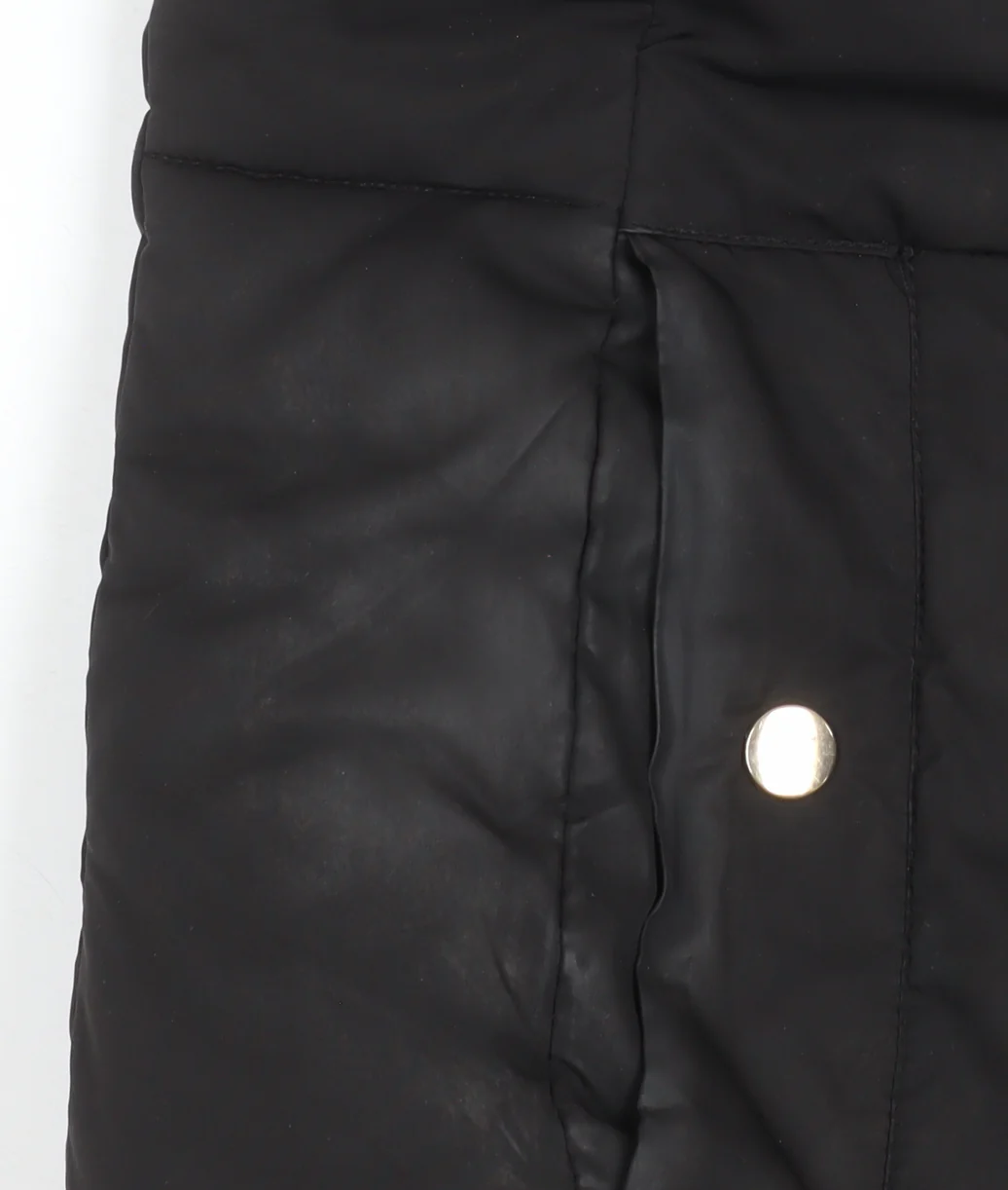 Miss Selfridge Women’s Black Faux Fur Hooded Puffer Jacket Size 8 - Image 5