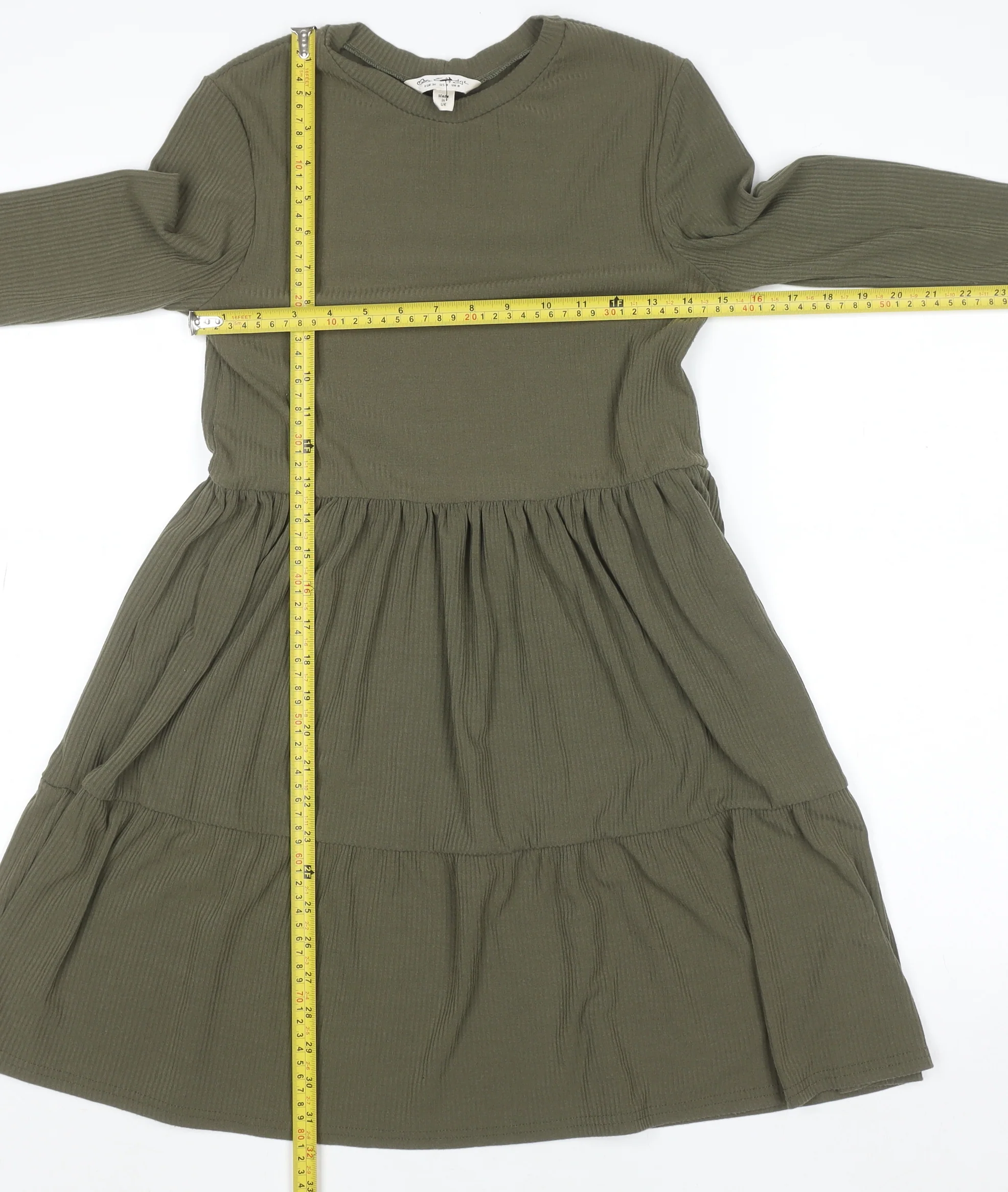 Miss Selfridge Women’s Green Skater Dress Size 8 Long Sleeve Knit - Image 2