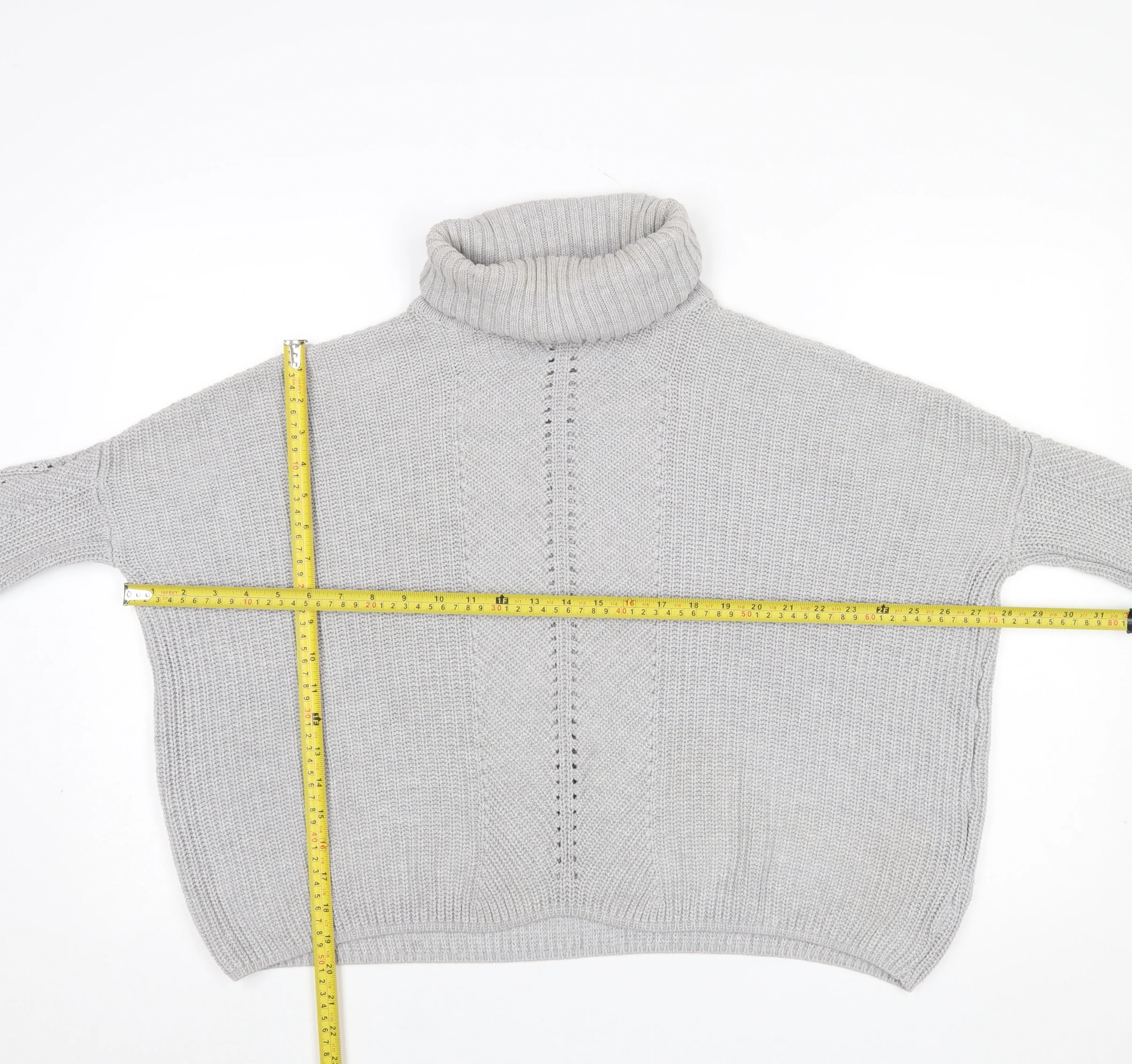Miss Selfridge Women’s Grey Roll Neck Cable-Knit Jumper UK 8 - Image 2