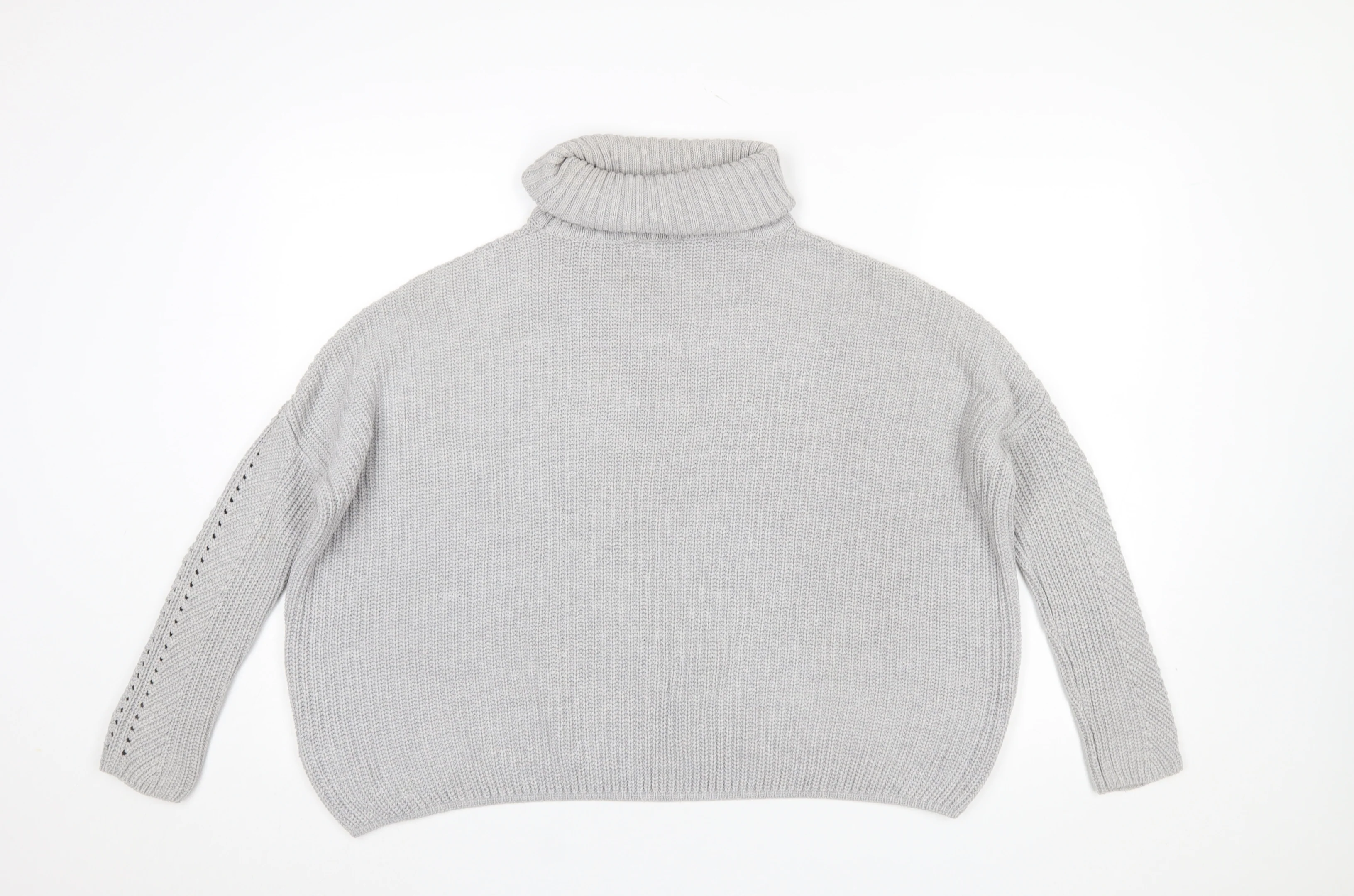 Miss Selfridge Women’s Grey Roll Neck Cable-Knit Jumper UK 8 - Image 3