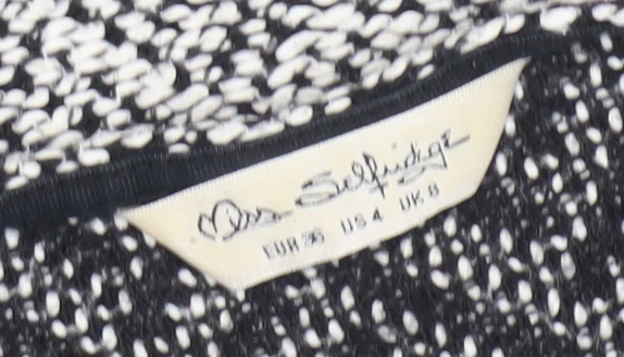 Miss Selfridge Women's Black Herringbone Shift Dress Size 8 - Image 4