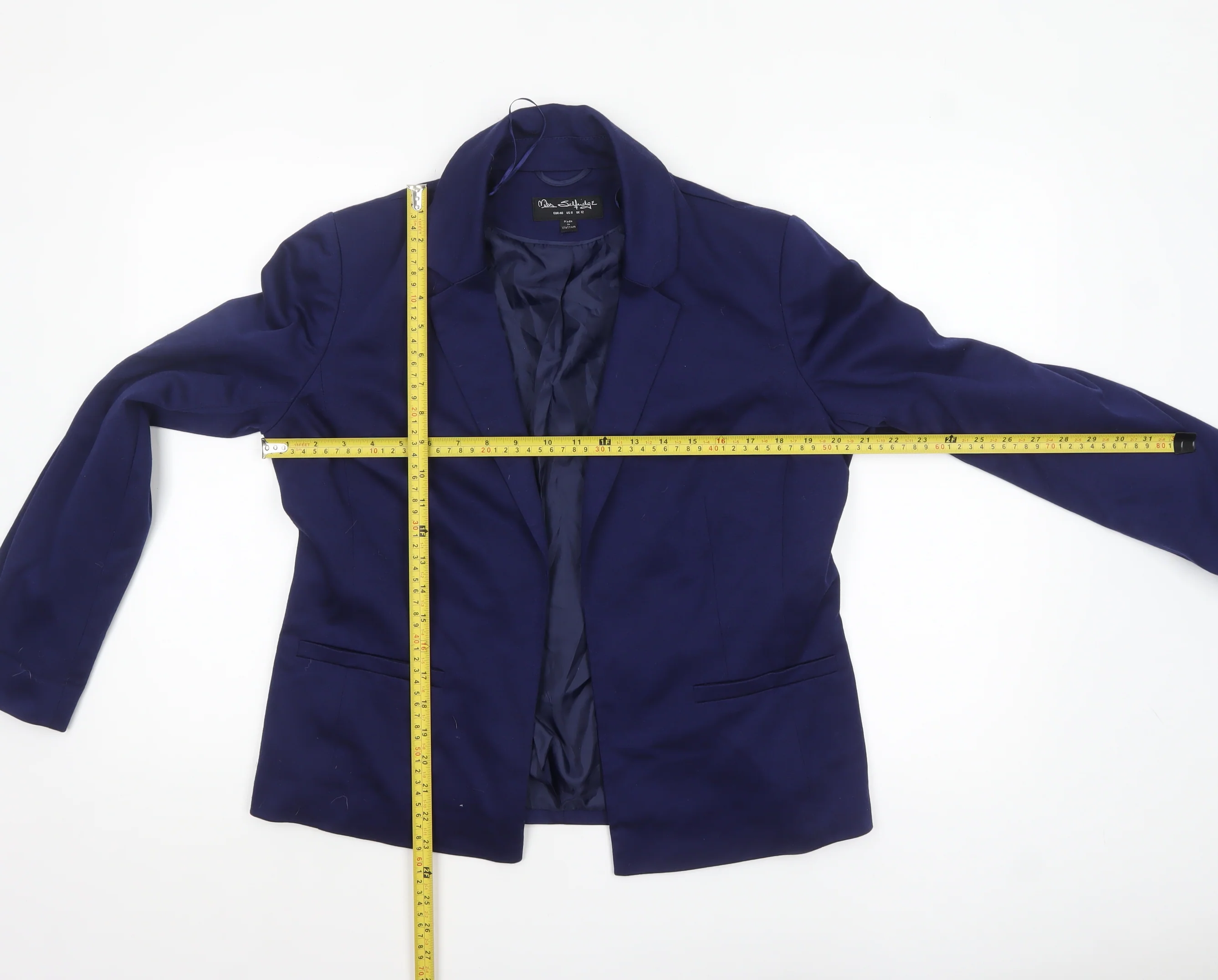 Miss Selfridge Women's Blue Suit Jacket UK 12 Single-Breasted Blazer - Image 2