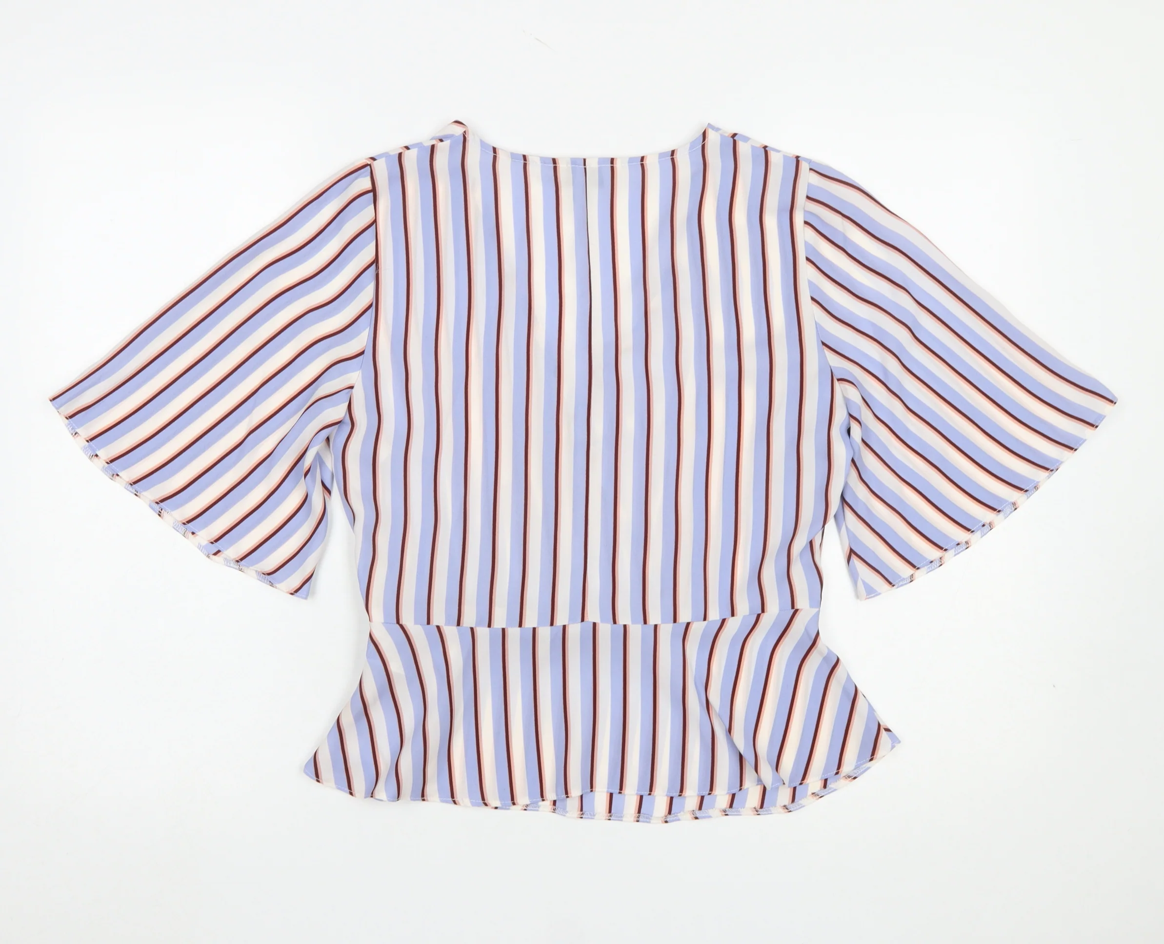 Miss Selfridge Womens Multicoloured Striped Wrap Blouse Size 10 - Image 3
