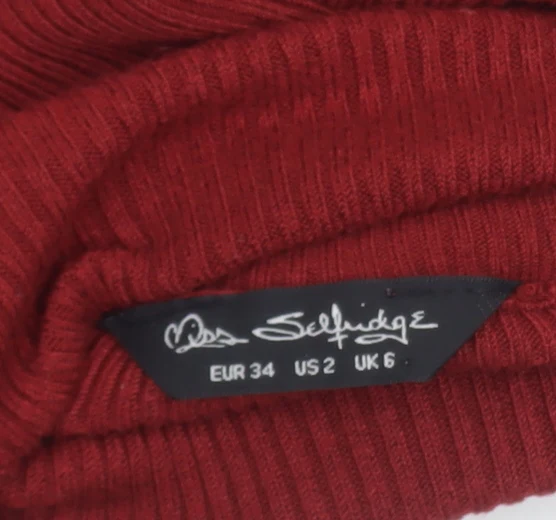 Miss Selfridge Womens Red Roll Neck Slim Fit Jumper Size 6 - Image 5