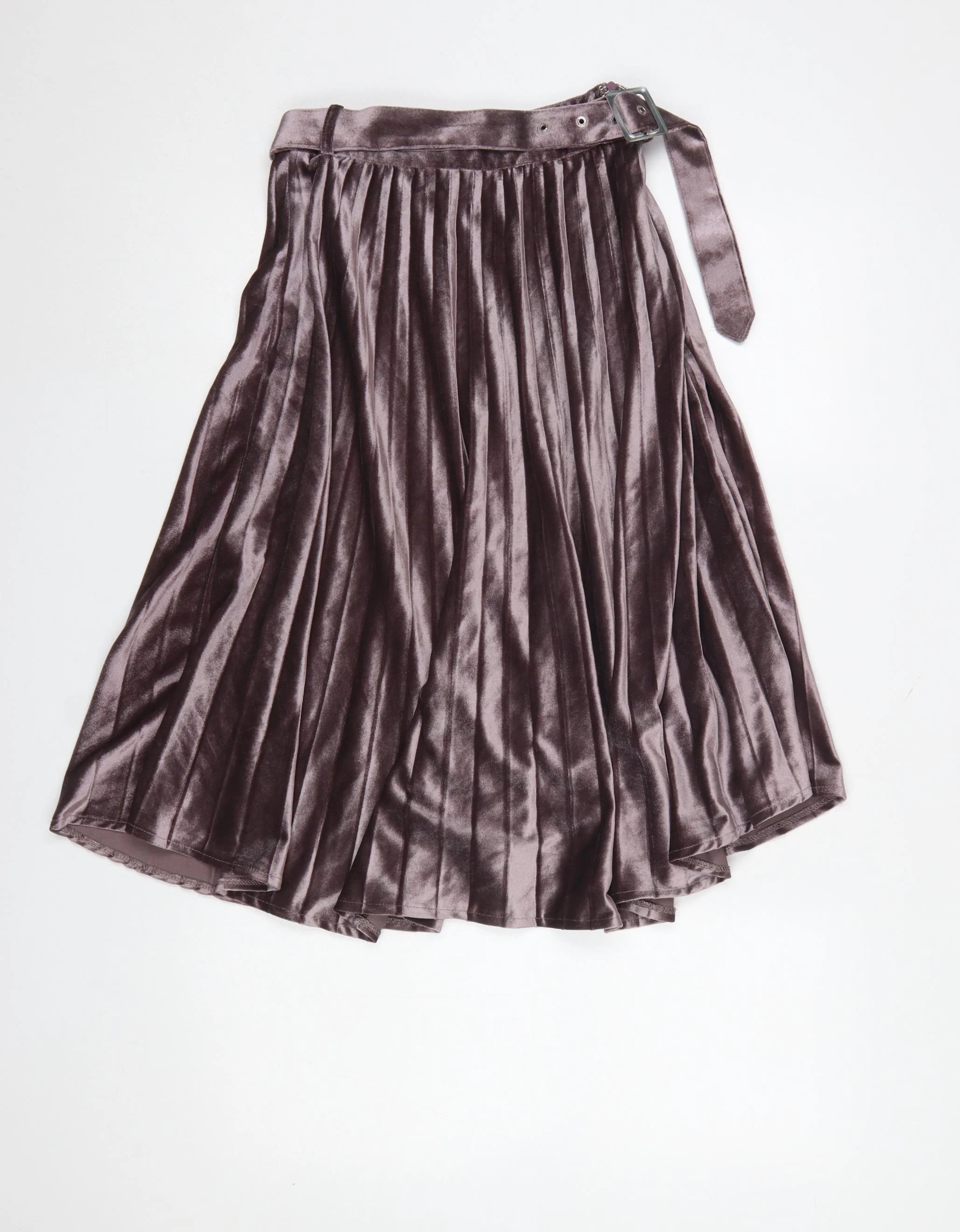 Missguided Petite Purple Velvet Pleated Midi Skirt Size 6