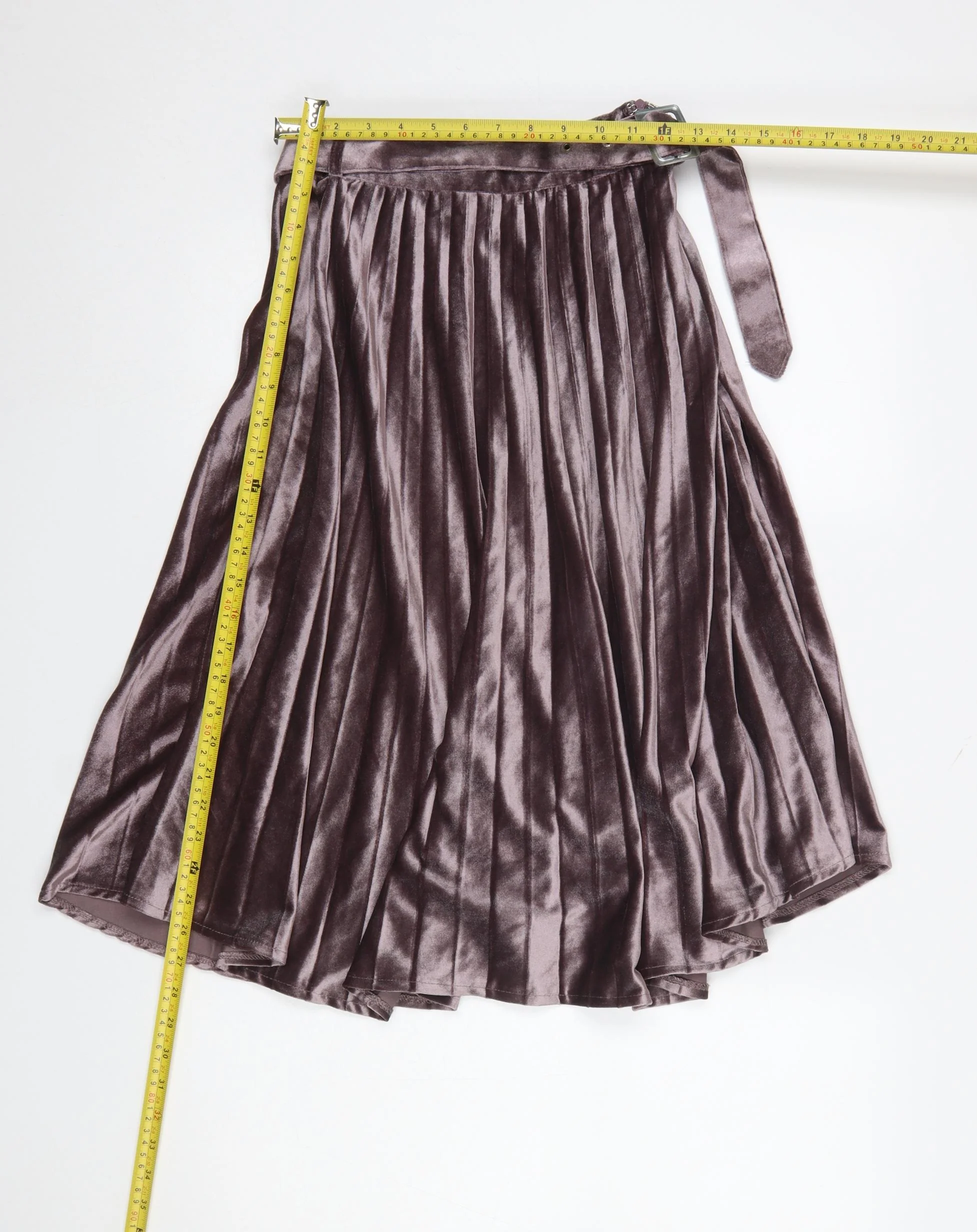 Missguided Petite Purple Velvet Pleated Midi Skirt Size 6 - Image 2