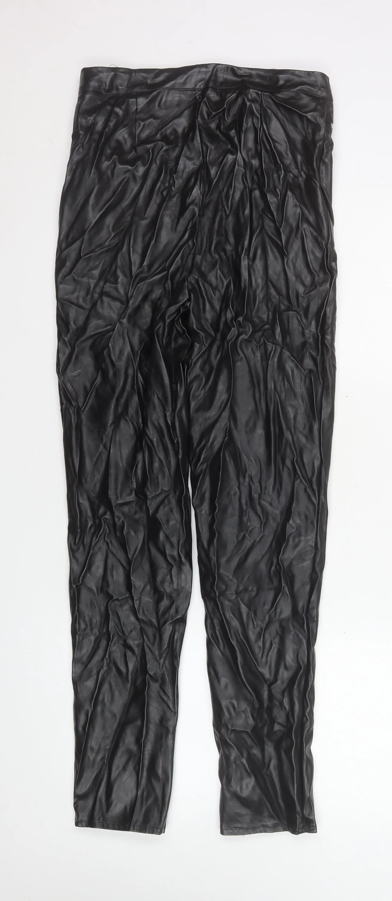Missguided Tall Black Faux Leather High Rise Skinny Trousers Size 10 - Image 3