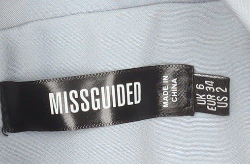 Missguided Women Blue Long Blazer Jacket UK 6 Slim Fit Lined Polyester Blend - Image 4