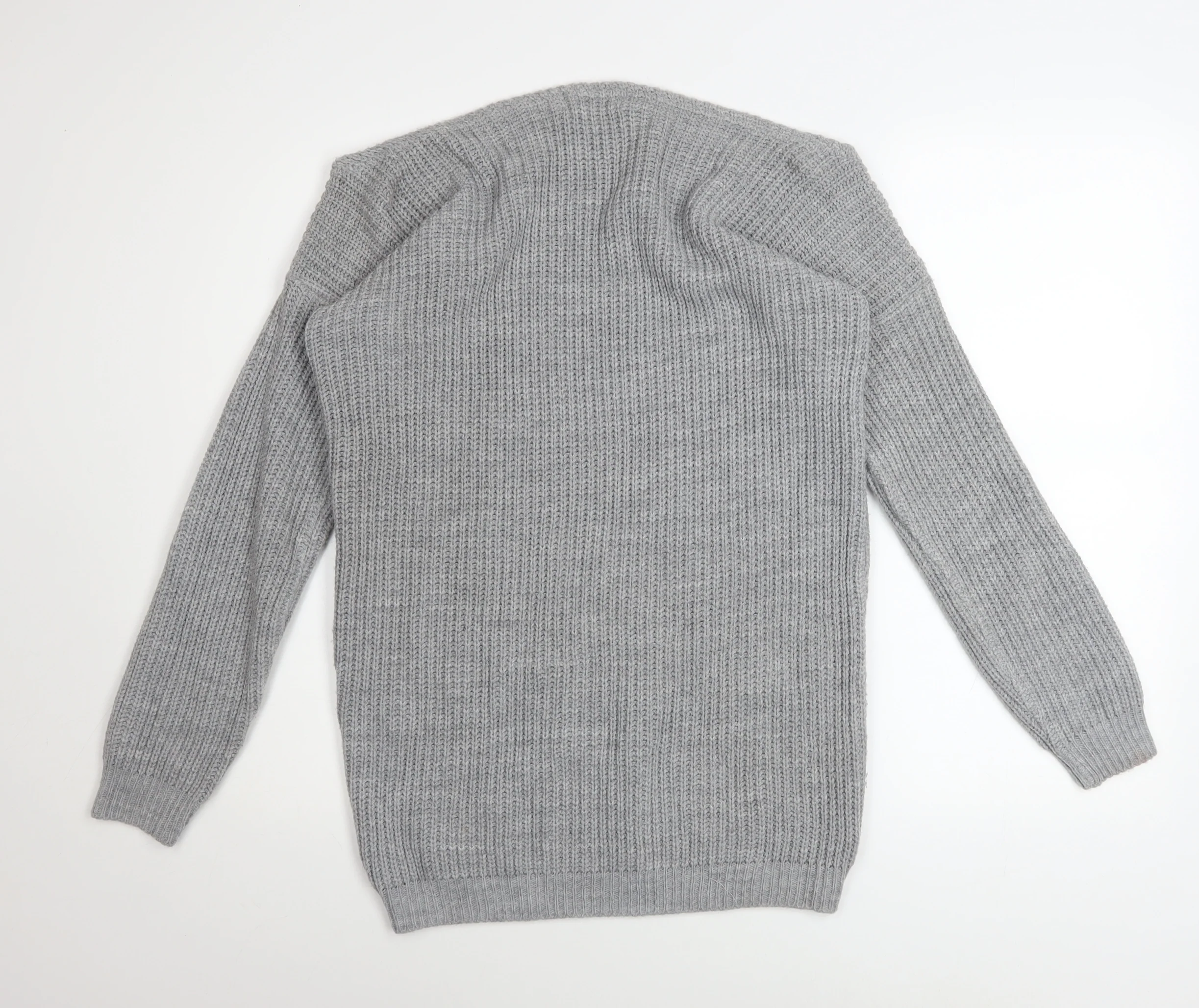 Missguided Women Grey Chunky Knit Boat Neck Pullover Jumper M/L - Image 3