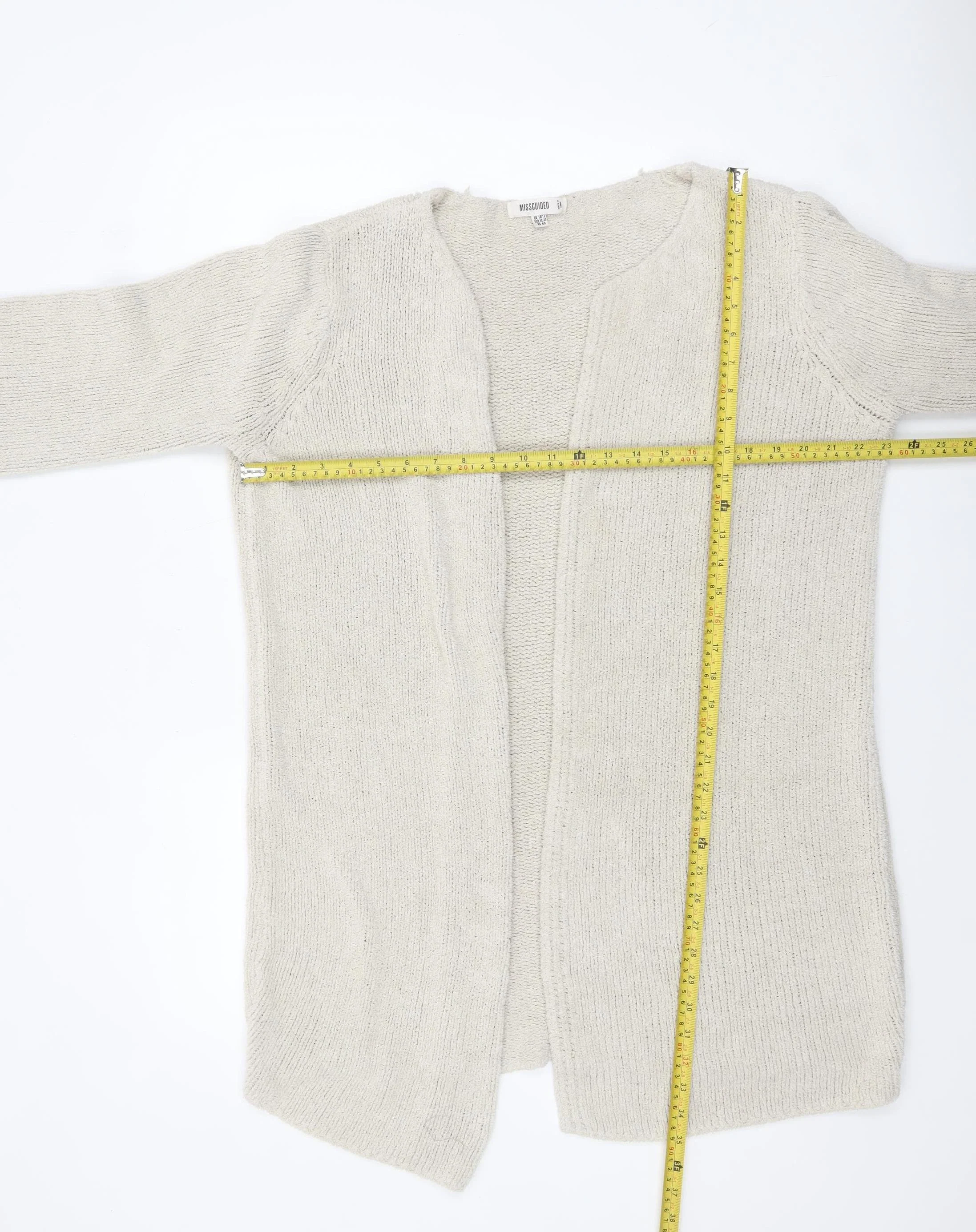 Missguided Women Ivory Chunky Knit Long Sleeve Open Cardigan Size 10/12 - Image 2