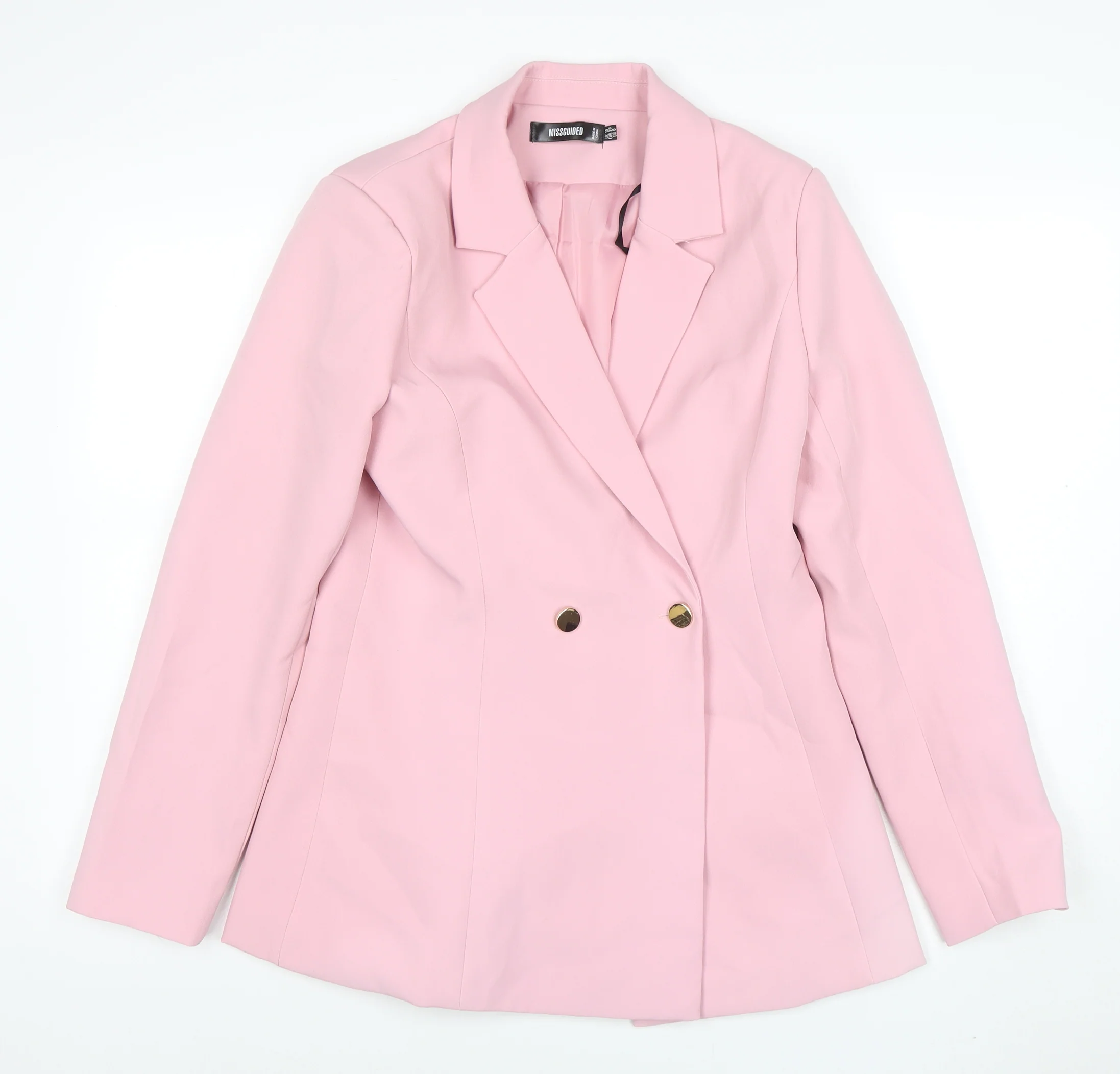 Missguided Women Pink Double-Breasted Blazer UK 10 Regular Fit