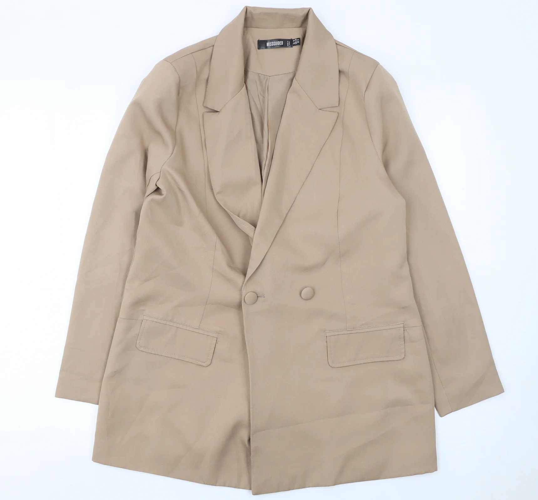 Missguided Women’s Beige Double-Breasted Blazer UK 10 Regular Fit