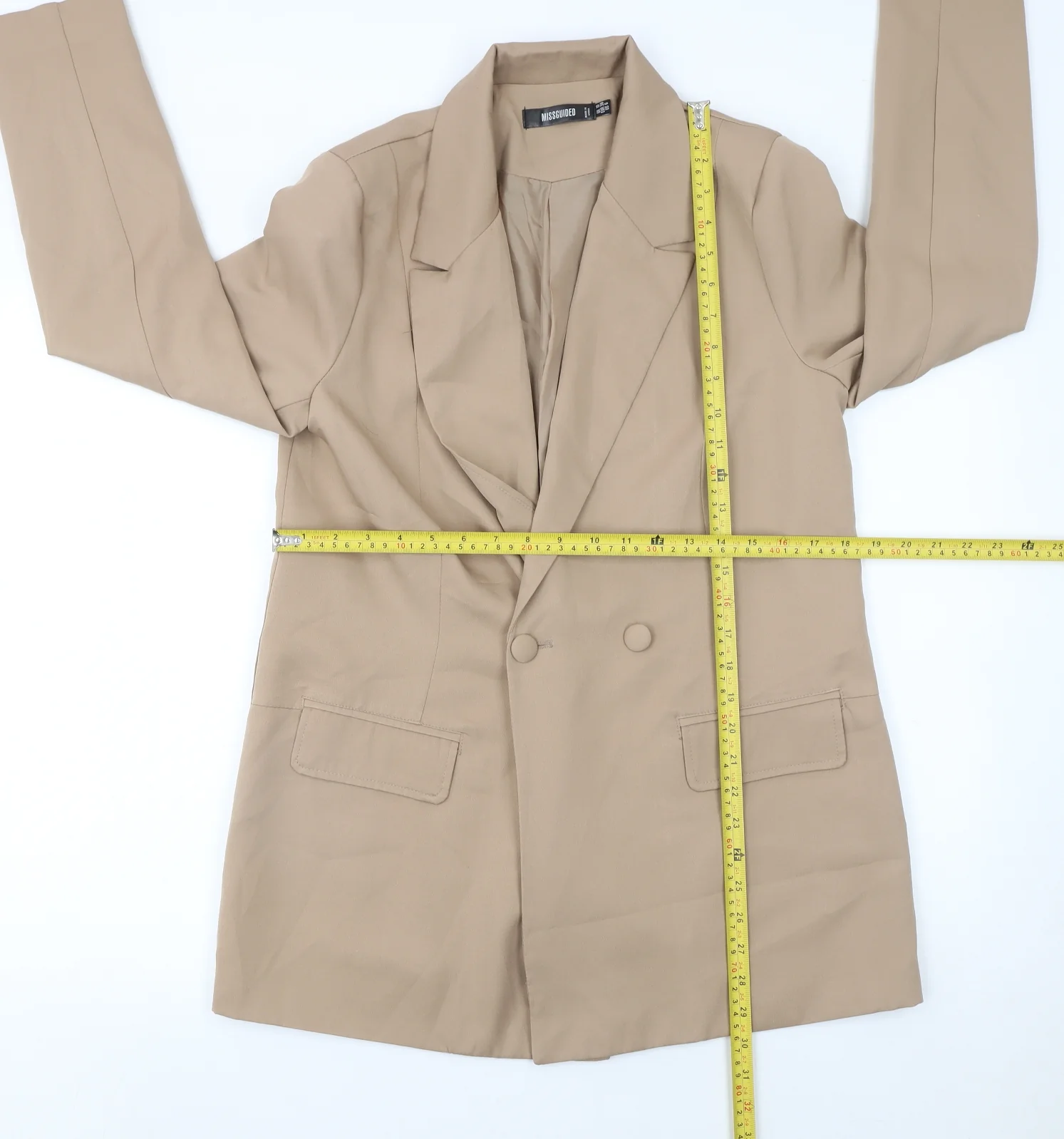 Missguided Women’s Beige Double-Breasted Blazer UK 10 Regular Fit - Image 2