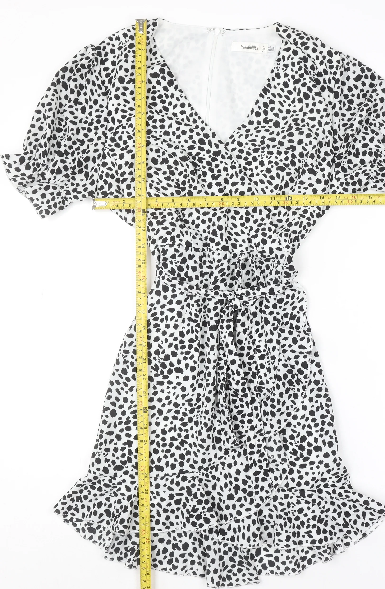 Missguided Women's Black Animal Print Short Wrap Dress Size 8 - Image 2