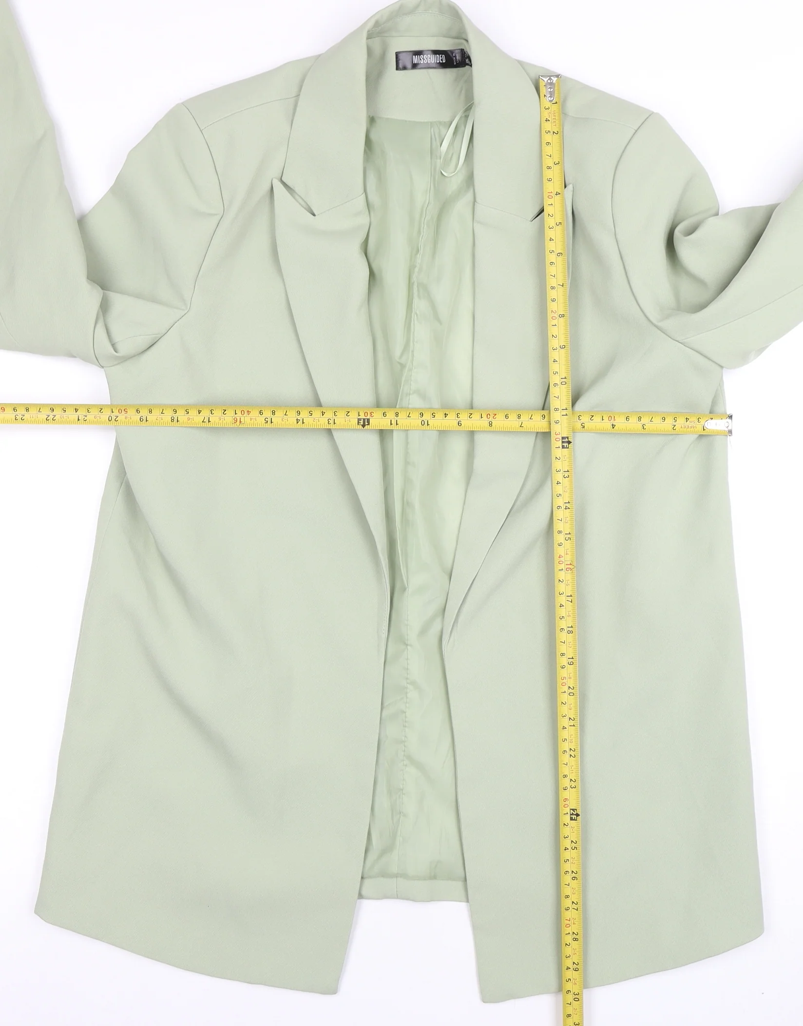 Missguided Women's Sage Green Blazer UK 12 Regular Fit Long Sleeve - Image 2