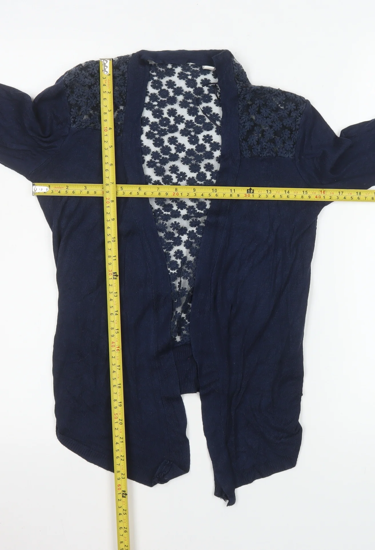 Misumi Women's Blue Cotton Floral Knit Cardigan M - Image 2