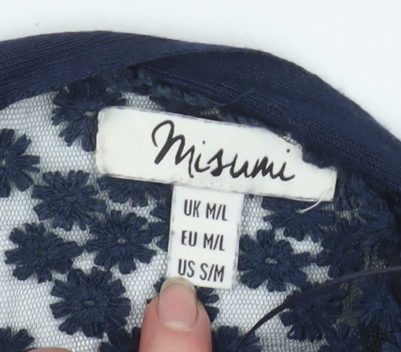 Misumi Women's Blue Cotton Floral Knit Cardigan M - Image 4